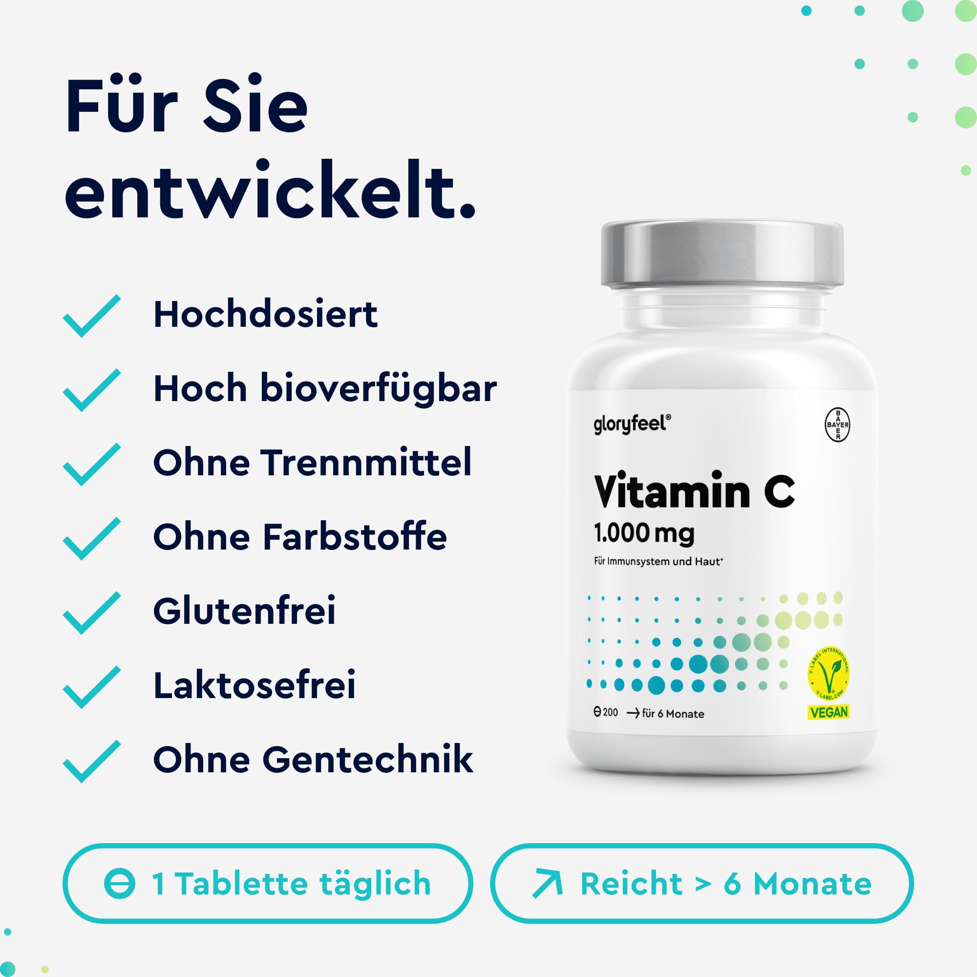 Vitamin C 1.000mg - Immun-Support* hochdosiert - 200 vegane Tabletten (7 Monate) - laborgeprüft & in Deutschland entwickelt