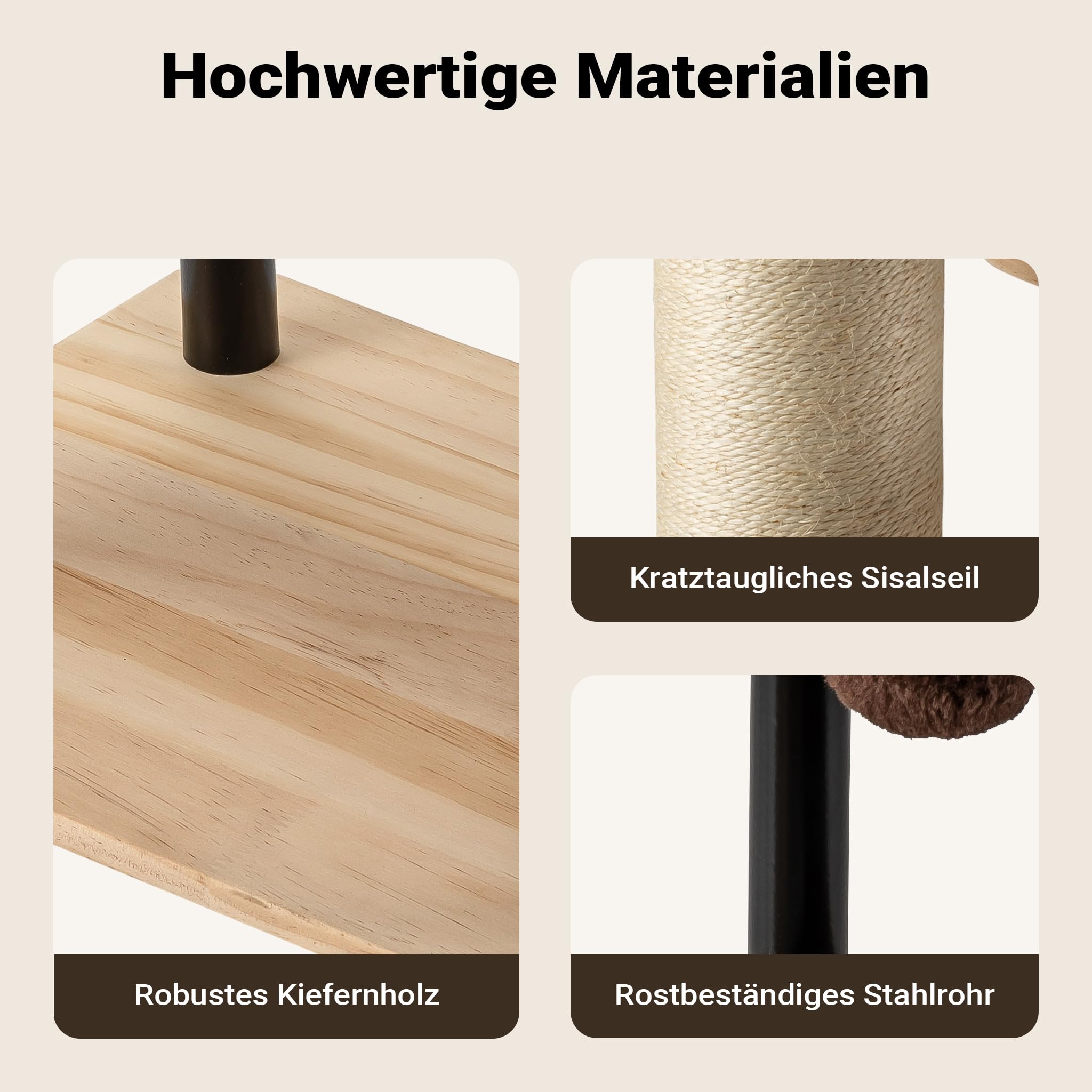 Fudajo Kratzbaum aus Metall 40 x 30 x 62 cm mit Sisal, Kratzmöbel mit Kratzbrett, Katzenbaum mit großer Liegefläche und modernem Design