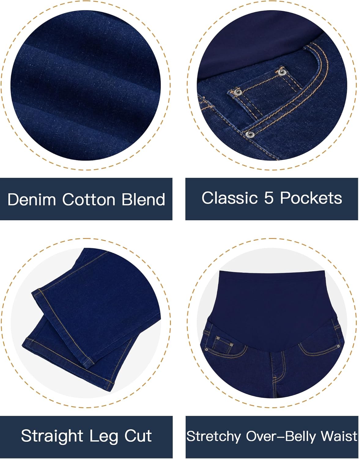 fitglam Women's Maternity Jeans Straight Leg Relaxed Fit Over Belly Pregnancy Denim Work Pants Maternity Clothes with Pockets - Image 4