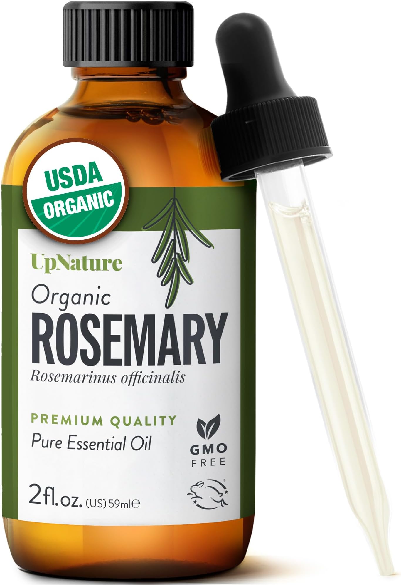 UpNature Organic Rosemary Oil - 100% Pure Rosemary for Hair, Scalp, Skin, 2oz