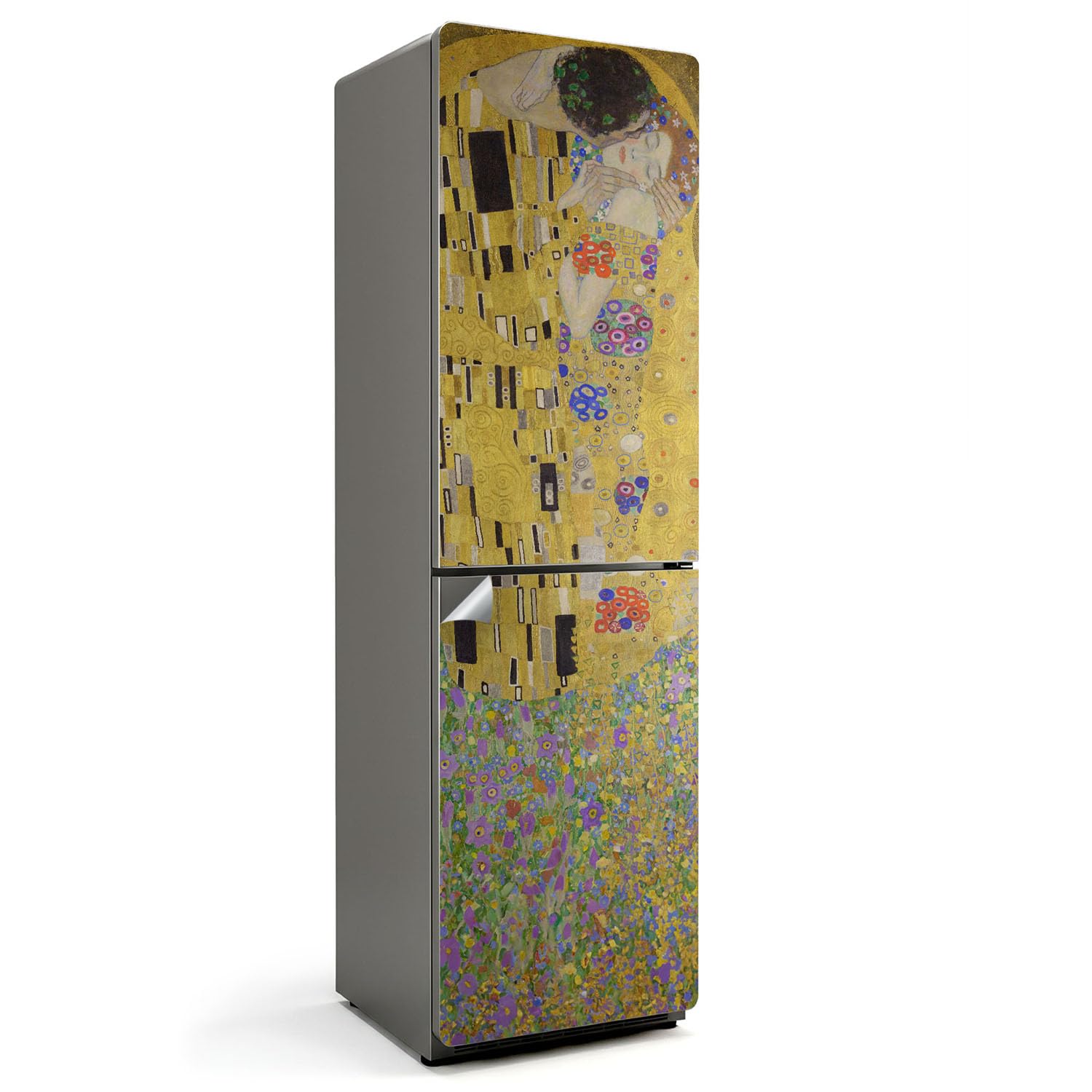 Pegatina Lavable para Nevera Antimanchas Vinilo El Beso Klimt Impermeable