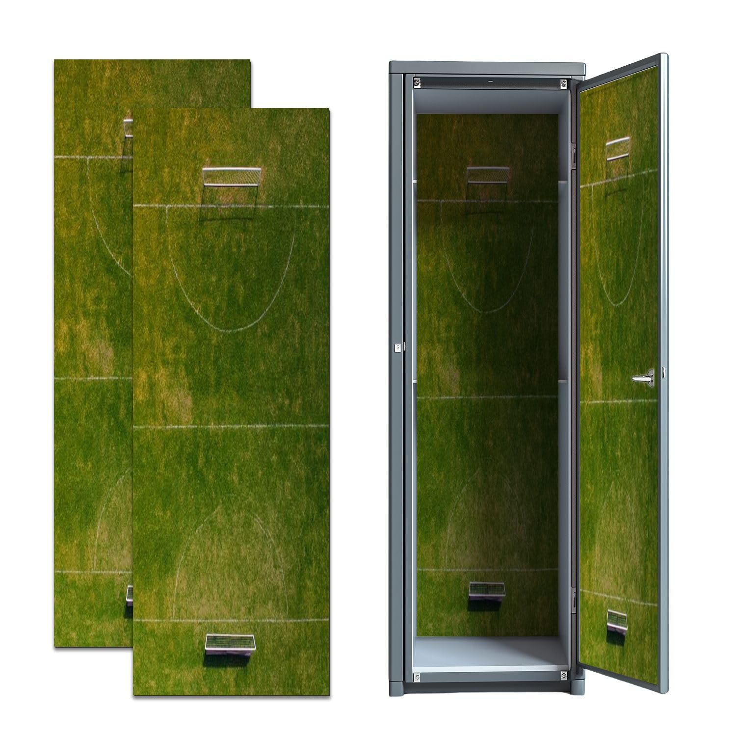 2 Pcs School Locker Magnetic Wallpaper Aerial View Soccer Field Goals Lines 12" x 36" Wall Magnetic Sticker Removable Locker Accessories Decor for School University