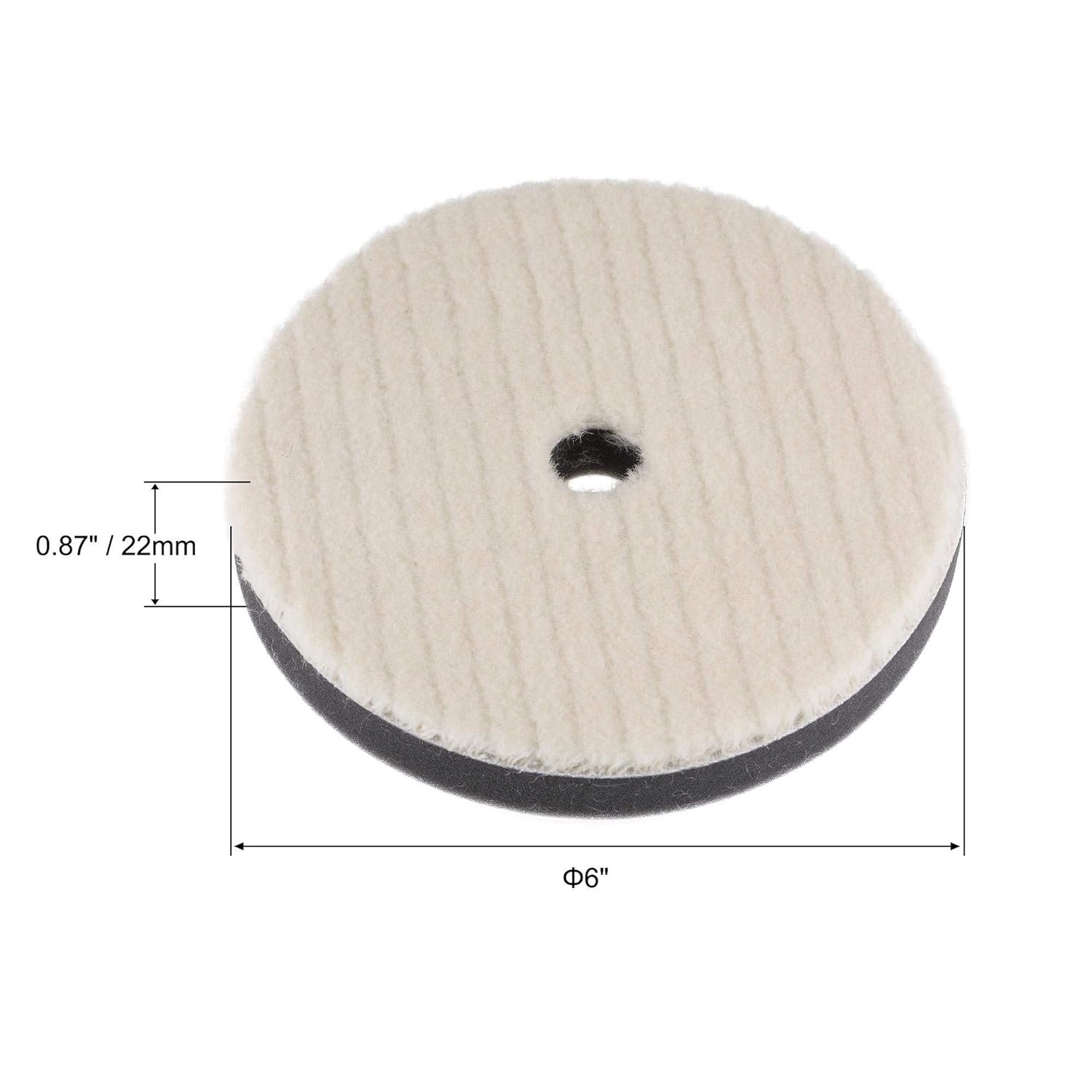 uxcell 6" Wool Felt Sponge Polishing Pad Hook and Loop Buffing Wheel with Hole Coarse Polishing for Orbital Polisher Buffer