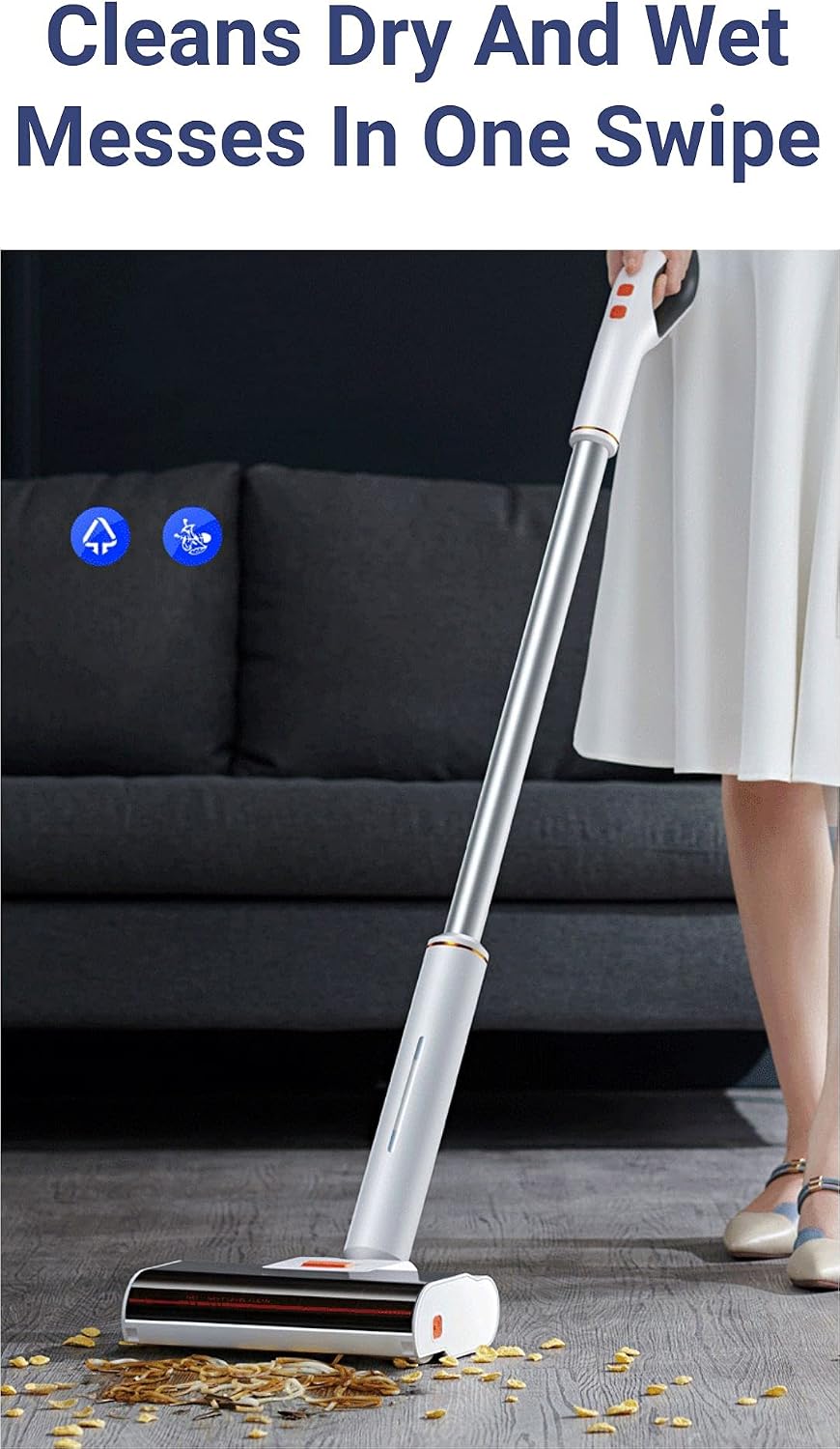 Equator 5lbs White Electric Sweeper Mop Cordless Self Cleaning with Rechargeable Battery