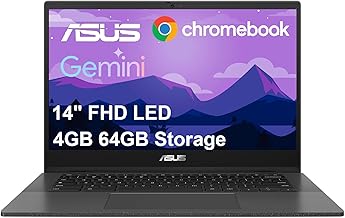 ASUS Chromebook CM14 Laptop (14 pulgadas FHD LED antirreflejo, MediaTek Kompanio 520, 4 GB de RAM, 64 GB eMMC), resistente, hogar y estudiante, peso ligero, batería de larga duración de 15 horas