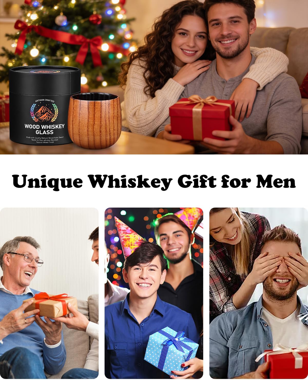 Birthday Gifts for Men Wooden Whiskey glasses Gifts for Men Charred Whiskey Bourbon Drinking Glass Birthday Gifts for Him Dad Husband Brother Son Whiskey Lovers Retirement gifts for men - Image 7