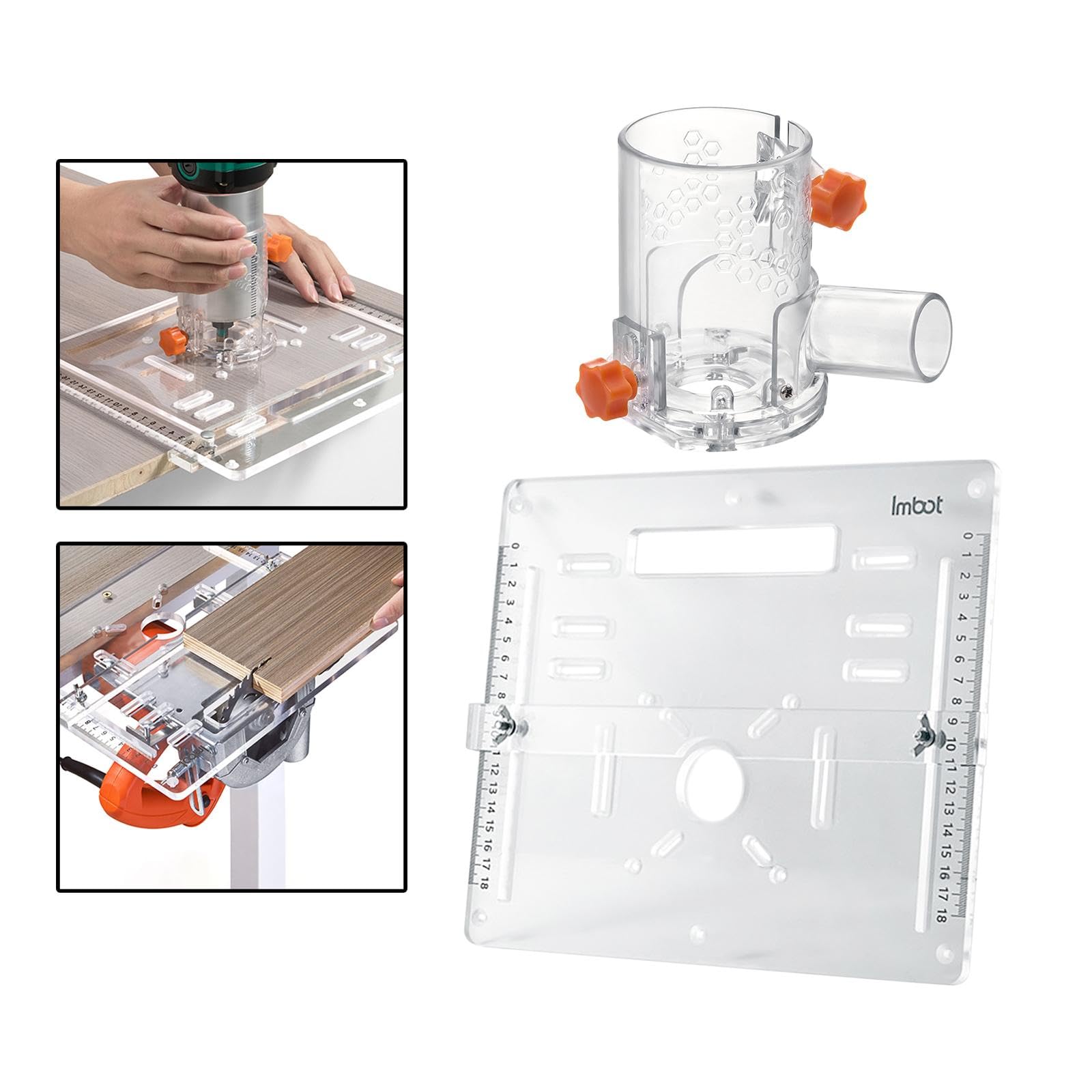 Placa Base para Máquina de Corte, Herramienta de Medición para Carpintero Engrosada, Accesorios para Ingenieros, Carpintería, Perforadora Multifuncion, S con tapa