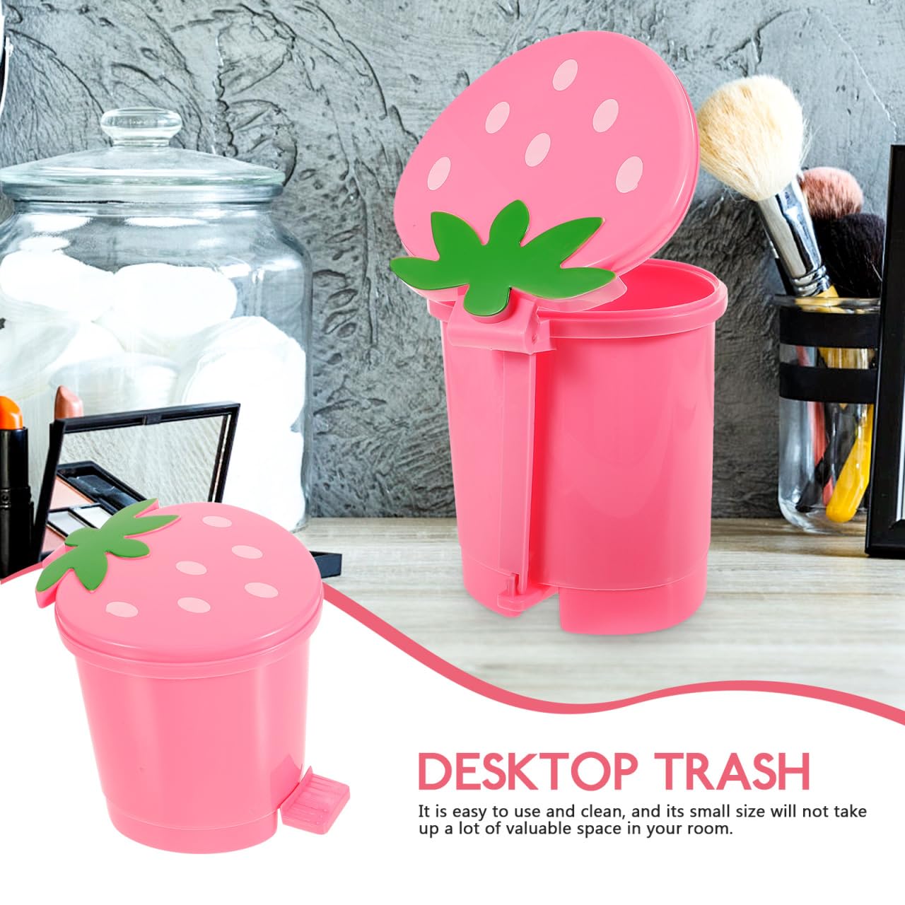 Zerodeko Pattumiera Fragola Simpatico Pattumiera Con Coperchio A Pedale Cestino Kawaii Cestino Della Carta Straccia Secchio Della Carta Straccia Per Cameretta Bambina Decorazioni Per La