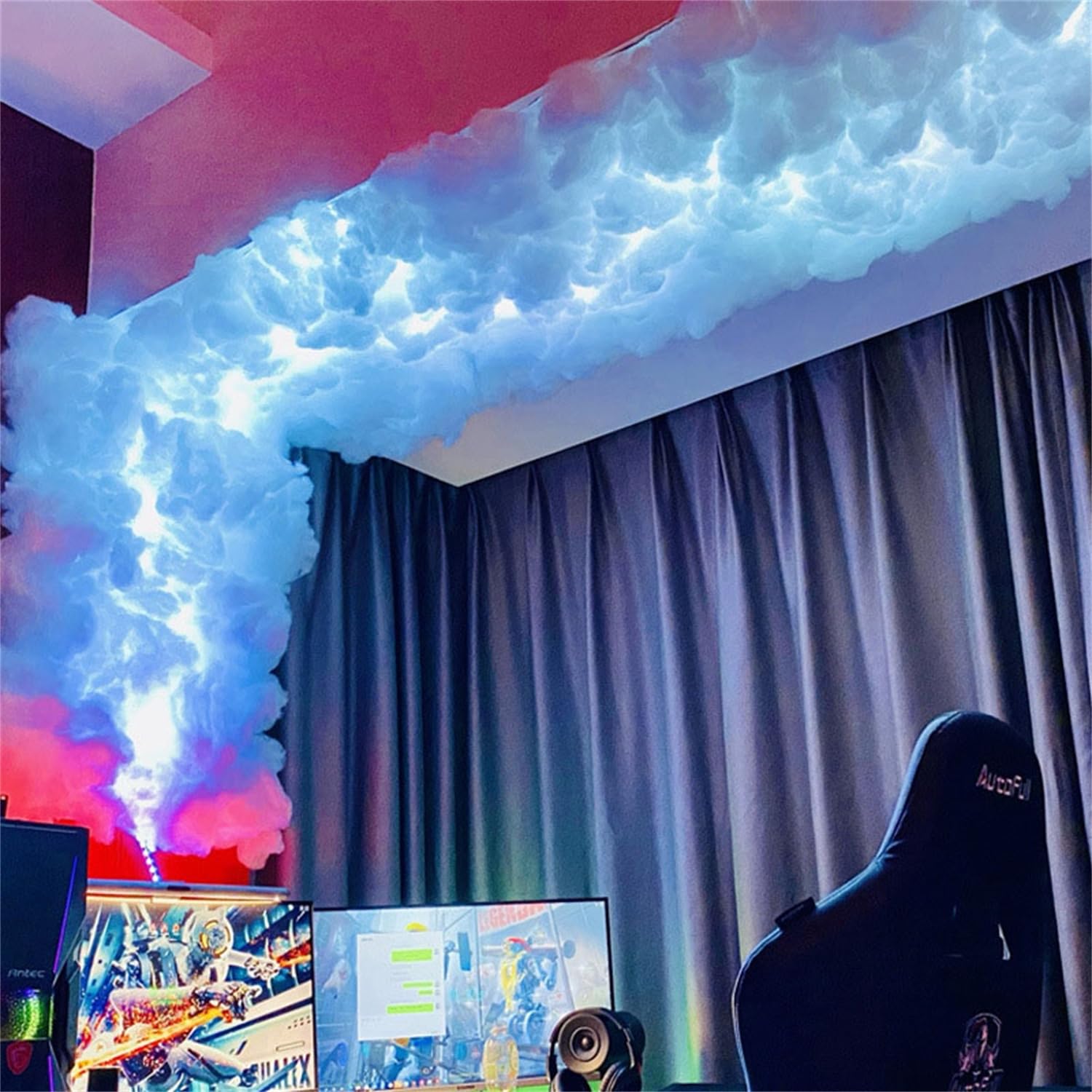 Lámpara de Nube de Trueno RGB de 16 pies (5 m), atmósfera de luz de Tira cambiante Multicolor Lámpara de Nube de Trueno Creativa de Bricolaje, para Fiesta en la Sala de Juegos del Dormitorio