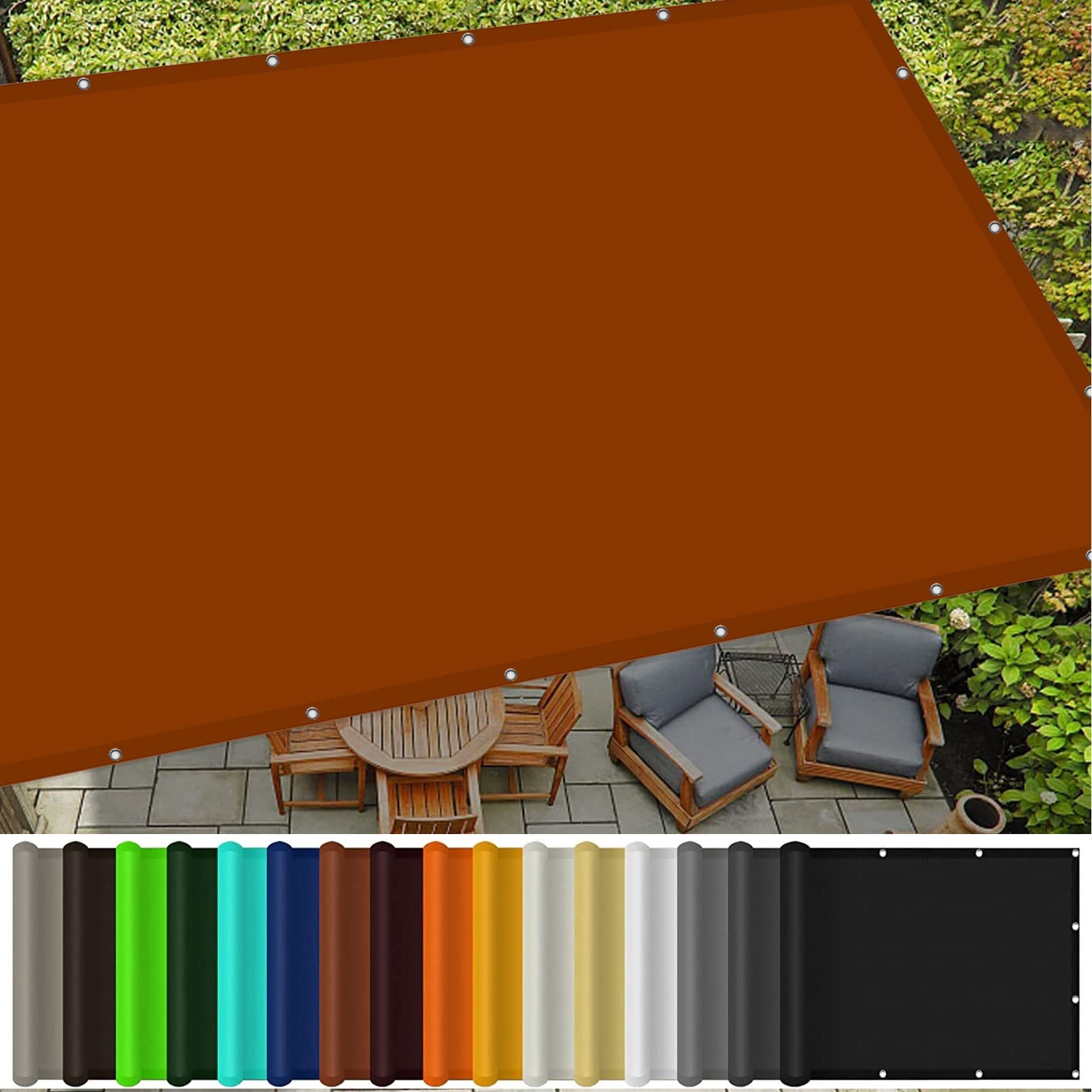 Voile d'ombrage rectangulaire résistant aux UV avec cordes