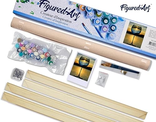 Vista 245 de Figured'Art - Juego de pintura por números, lienzo enrollado sin marco, para manualidades, para adultos, 16 x 20 pulgadas, jarrón de peonías