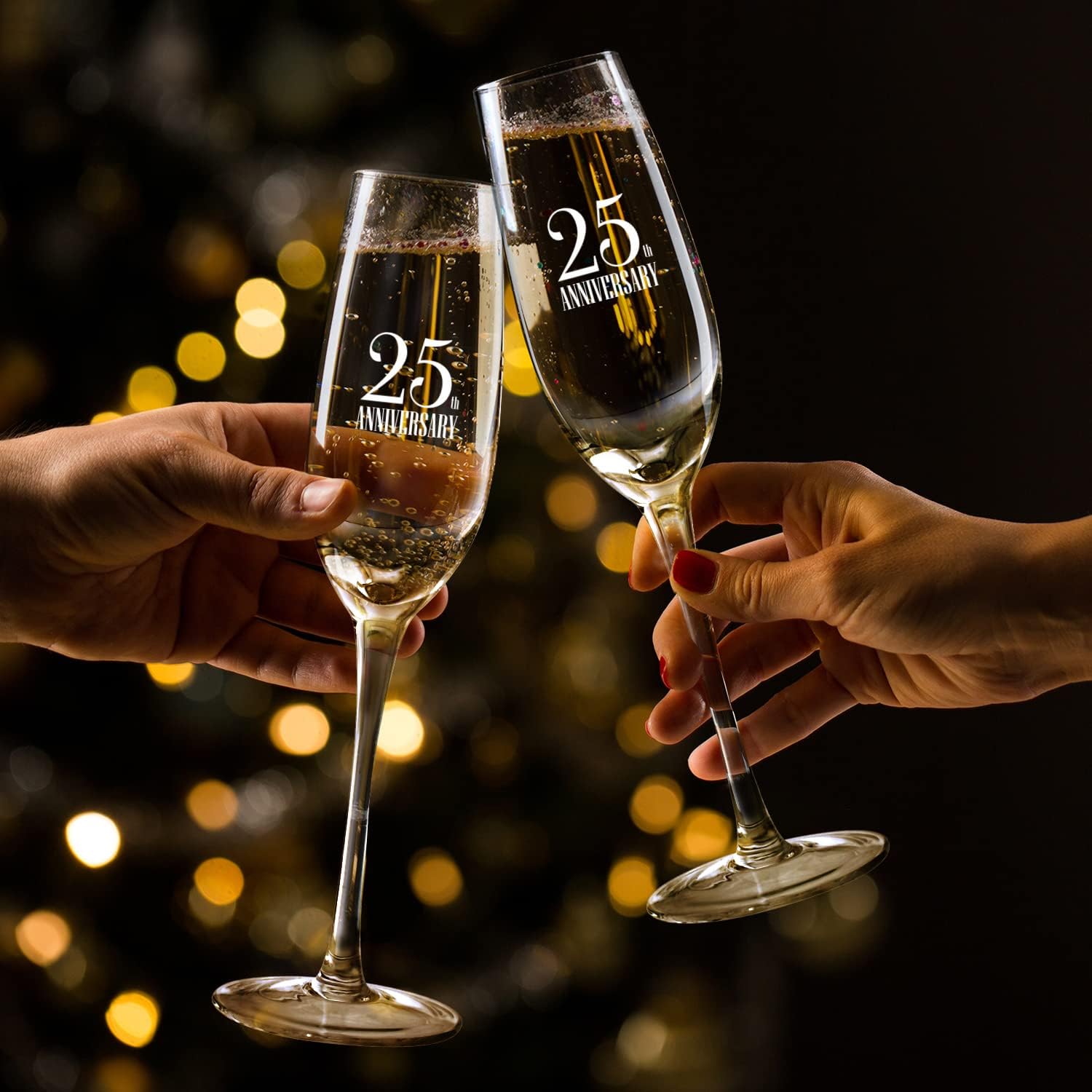 Sweetzer & Orange 25th Anniversary Glasses for Couple Set of 2 Wedding Anniversary Champagne Flutes. Wine Glasses for Husband and Wife. 8 oz Engraved Champagne Glasses. Gift for Married Couples - Image 6