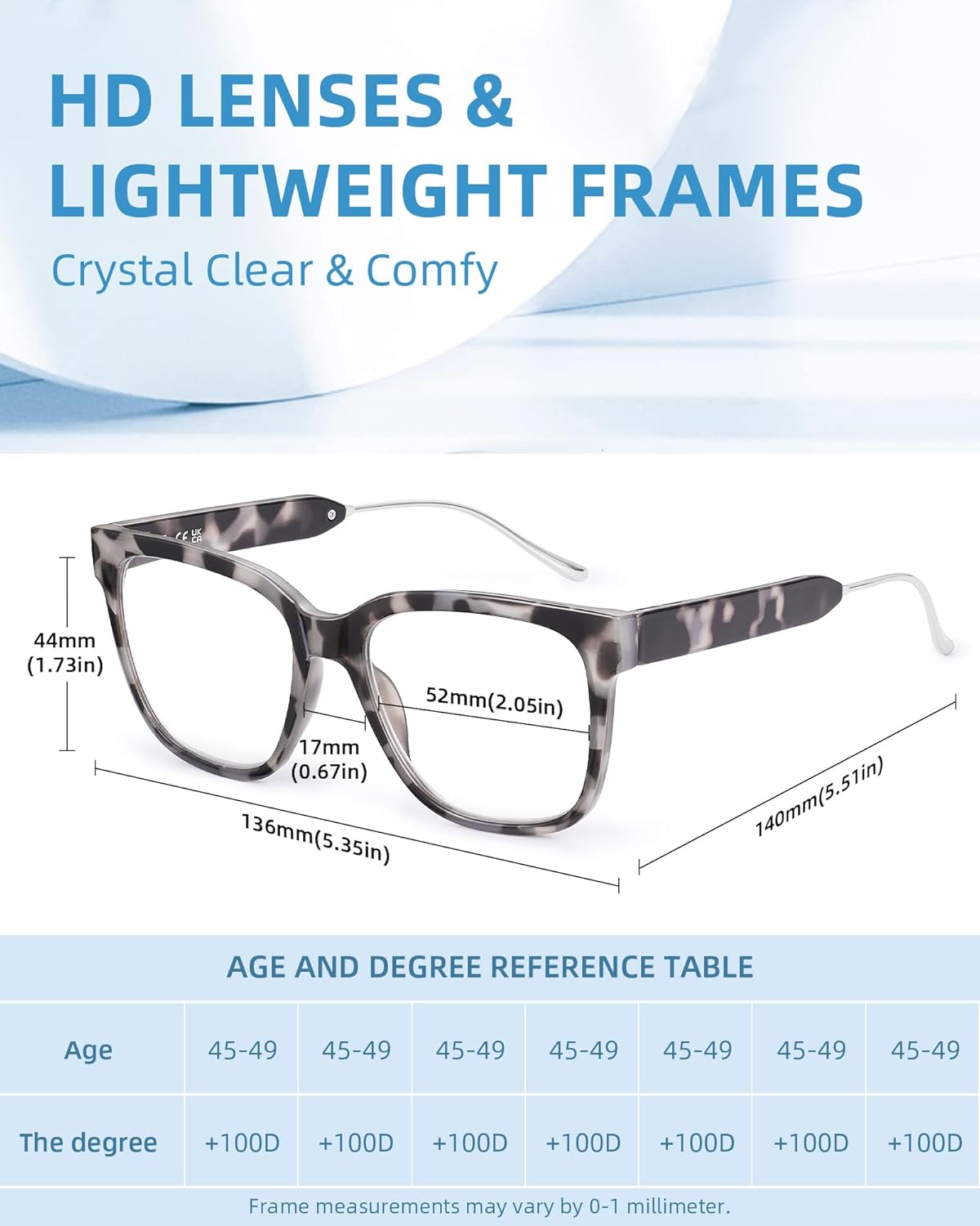 JM Oversized Reading Glasses for Women - Square Stylish Readers for Woman Men/W Blue Light Blocking Trendy Womens Reader - Image 3