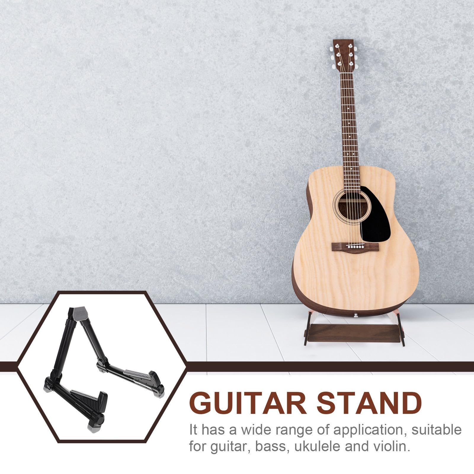 Supporto Abs di Alluminio a Pieghevole Lega e Chitarra Nero in Facile da Trasportare , Adatto Chitarre Acustiche ed Elettriche per Musicisti