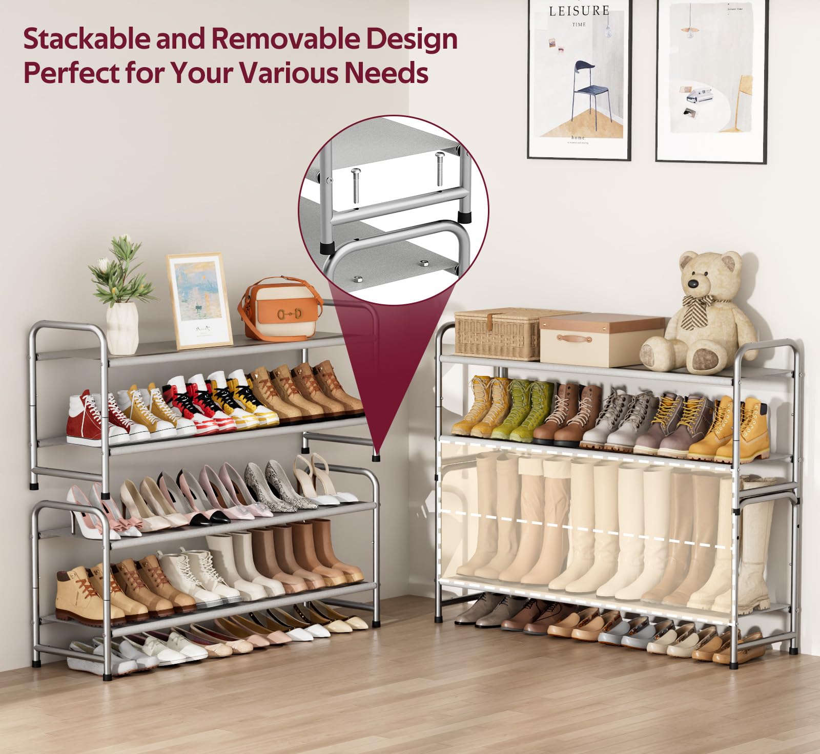 Snapklik.com : SLEEPING LAMB 2-Tier Long Shoe Rack Organizer For Closet