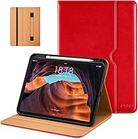 Vista 26 de DTTO Funda para iPad (A16) de 11ª generación de 11 pulgadas 2025, funda para iPad de 10.9 pulgadas 2022, funda de cuero prémium con soporte para Rojo