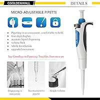 Vista 2 de CGOLDENWALL pipeta de micropipeta de laboratorio, ajustable, volumen fijo y ajustable, pantalla de cuatro dígitos de un solo canal