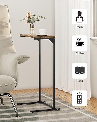 Miniatura 4 de TUTOTAK Mesa auxiliar en forma de C, bandeja de TV, mesa auxiliar pequeña, juego de 2, mesa de sofá de 28.7 pulgadas de alto, mesa de bandeja, mesa