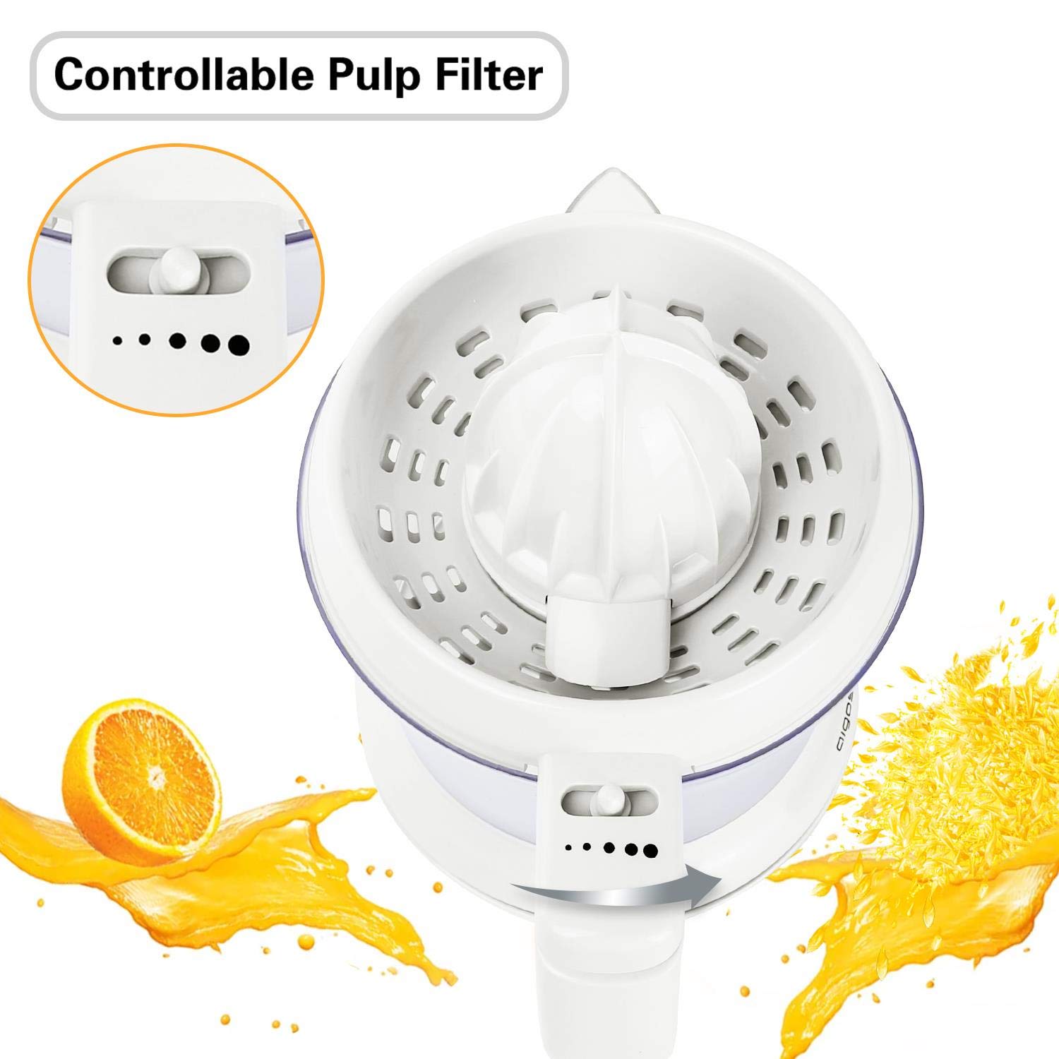 Aigostar Morgen 30HIM - Spremiagrumi. BPA Assente. Color Bianco. Potenza 30W. Capacità 1L. Design Esclusivo.