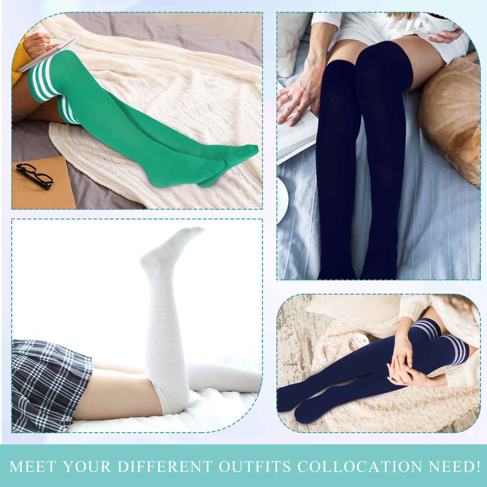 Syhood 36 pares de calcetines por encima de la rodilla hasta el muslo para mujer, calcetines calentadores de piernas, calcetines largos para uso diario, regalo de vacaciones