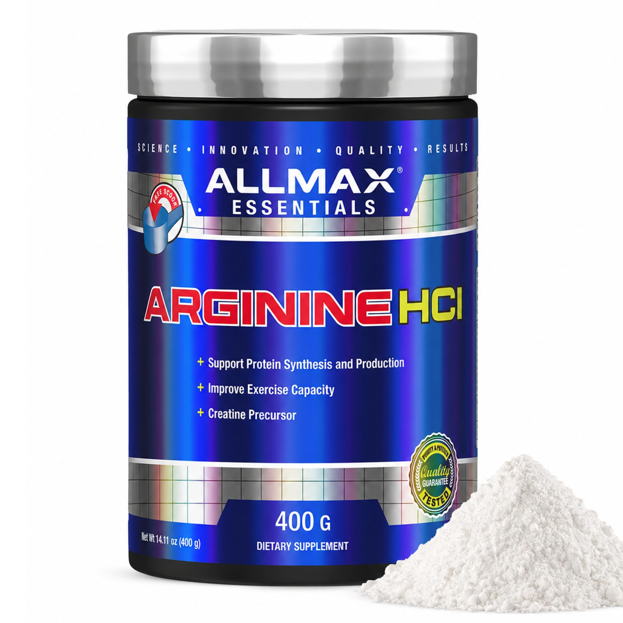 ALLMAX Arginine HCL Powder, Unflavored, 400 g, 80 Servings