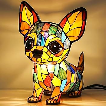 Amazon.co.jp : コーギー犬デザイン ステンドグラスLEDテーブルランプ