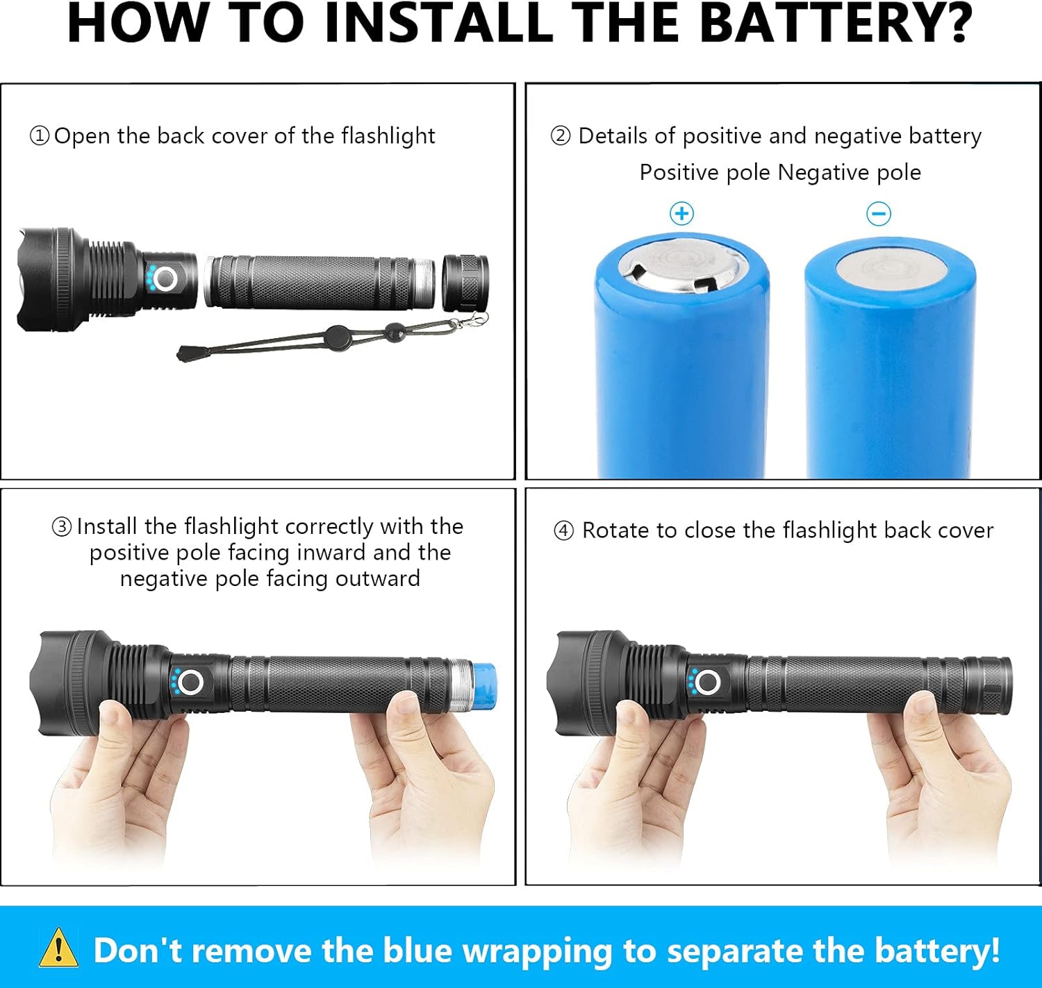 Led Flashlights High Lumens Rechargeable, Powerful 90000 Lumens Super Bright Flashlight with Long Lasting Battery & USB Cable, 3 Modes Zoomable Waterproof Tactical Flash Light for Hunting, Fishing : Tools & Home Improvement