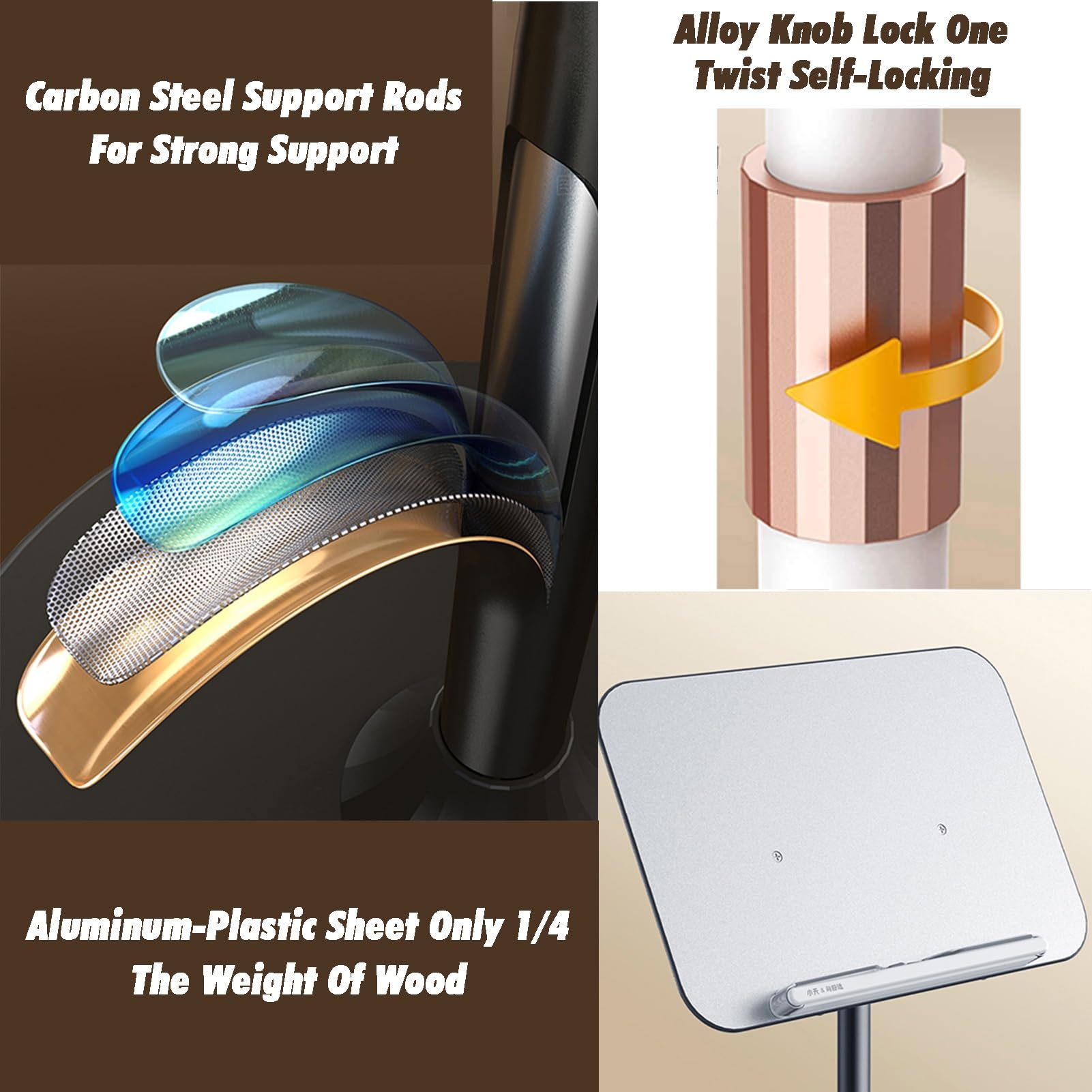 Genérico Soporte de Suelo Ajustable para Libros: práctico Soporte para Biblias, portátiles, Libros de Cocina y proyectores. Ideal para el hogar, la Oficina y el Aula (Blanco).
