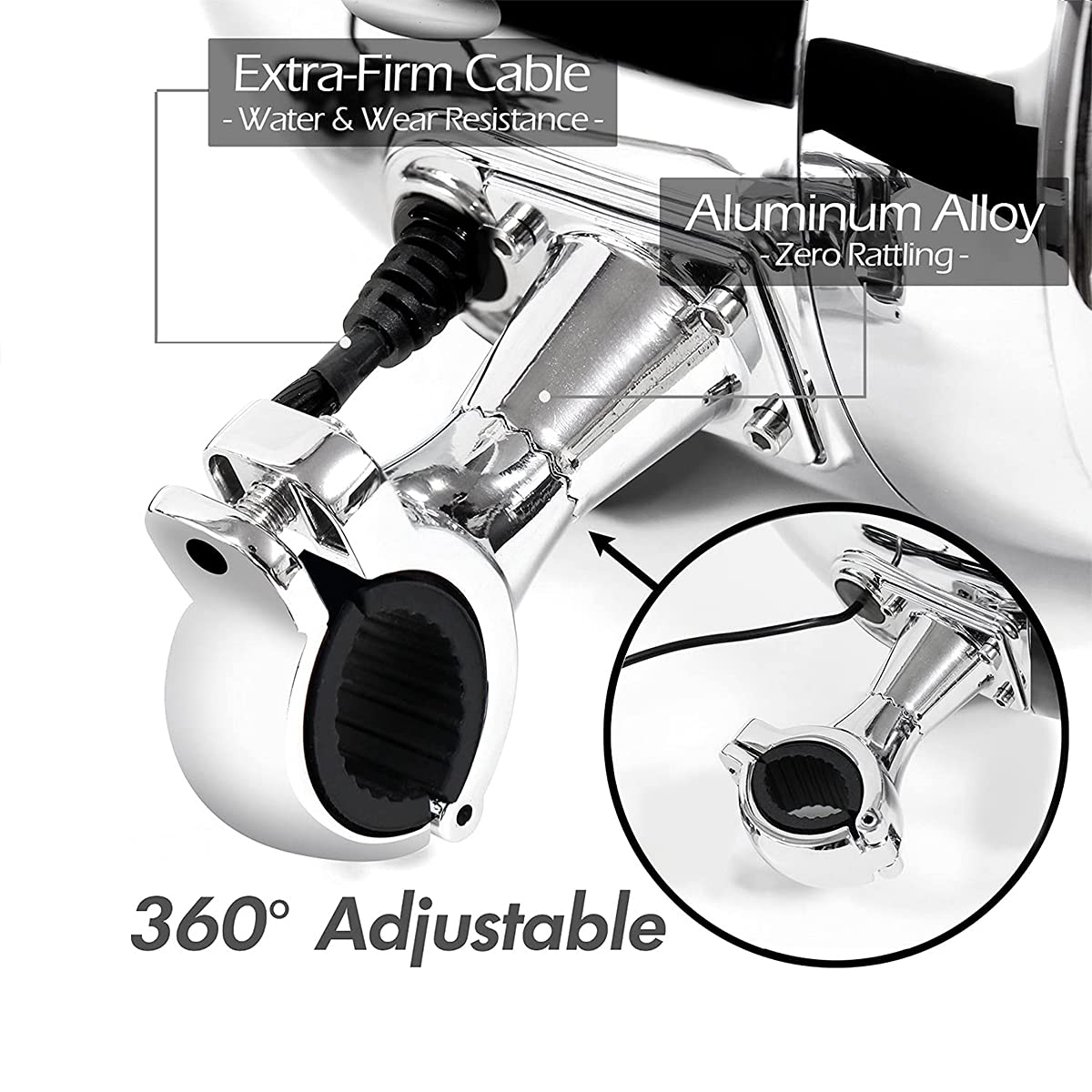 600W Amplificatore integrato 4.5" Bluetooth impermeabile Altoparlanti stereo per moto Sistema radio audio per moto con USB AUX MP3, adatto per l'installazione sul manubrio da 1 a 1.25" (Chrome)