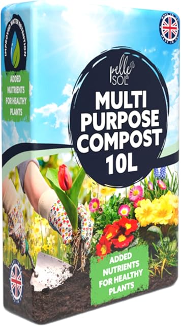 Pelle & Sol 10L Multi-Purpose Compost Soil Bag  Organic Soil Seed Compost, Nutrient Rich Compost Mix for Potting, Growing Garden, Outdoor, Indoor Seed Plants (10L) (DB9491)