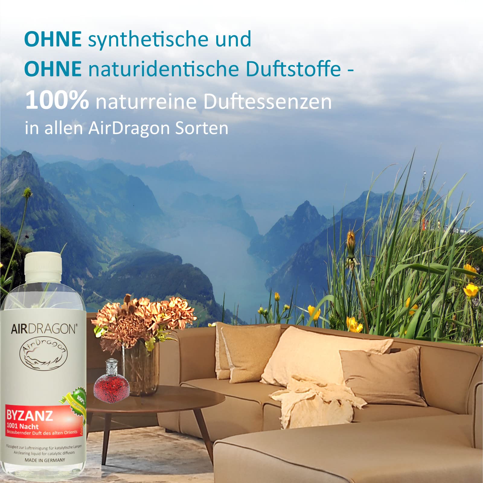 AIRDRAGON® BYZANZ • Do każdej lampy katalitycznej • Bez sztucznych substancji zapachowych • 1000 ml Premium naturalny zapach do pomieszczeń