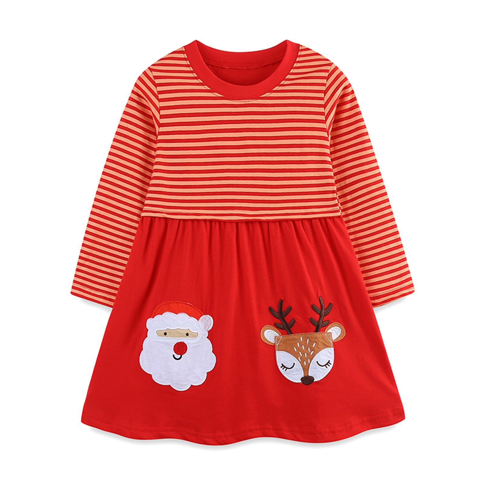 WRHPZW Toddler Girl Long Sleeve Dress Stripe Easter Cotton Casual Spring Autuman Tunic Playwear Basic Shirt Party Dresses