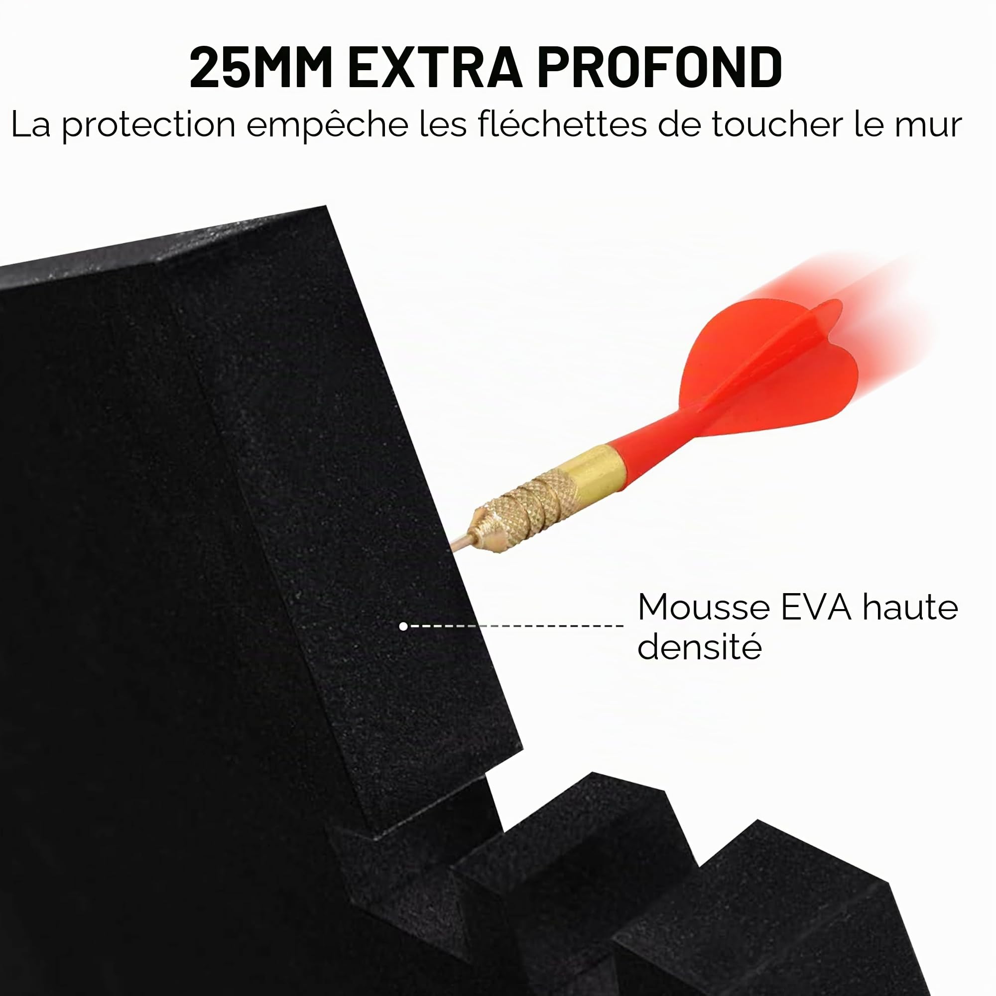 PHANTOM DARTS Cible de fléchettes Tour de Cible Flechette – 6 pièces de protection murale en mousse EVA (105 x 70 cm) – Panneau arrière recouvert de feutre pour fléchettes de 45,1 cm et 45,7 cm