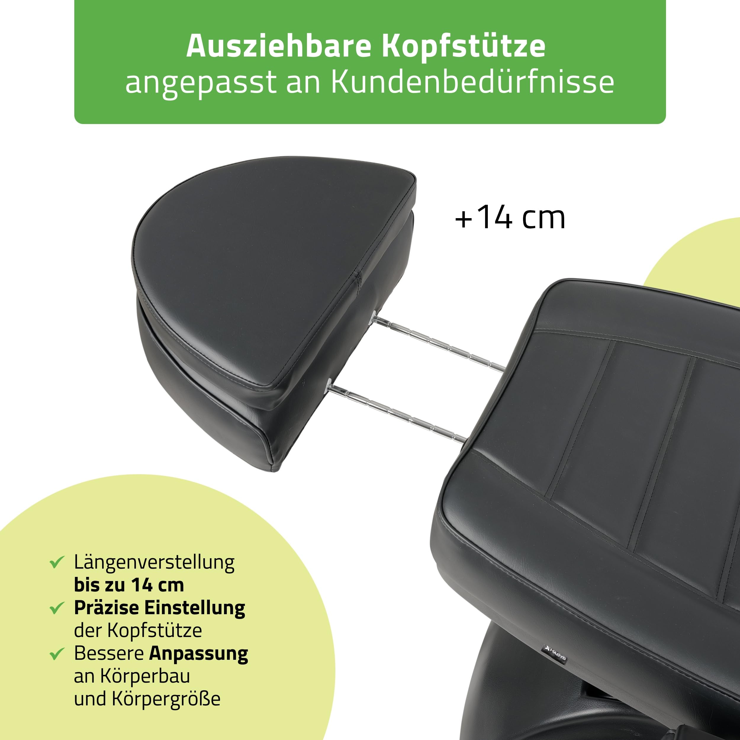 HABYS Leo PRO 4 Elektrische Kosmetikliege, Höhenverstellbarer Kosmetikstuhl | mit Gesichtsöffnung & drehbaren Armlehnen, Beautyliege für Kosmetik, SPA, Massage & Ästhetische Medizin