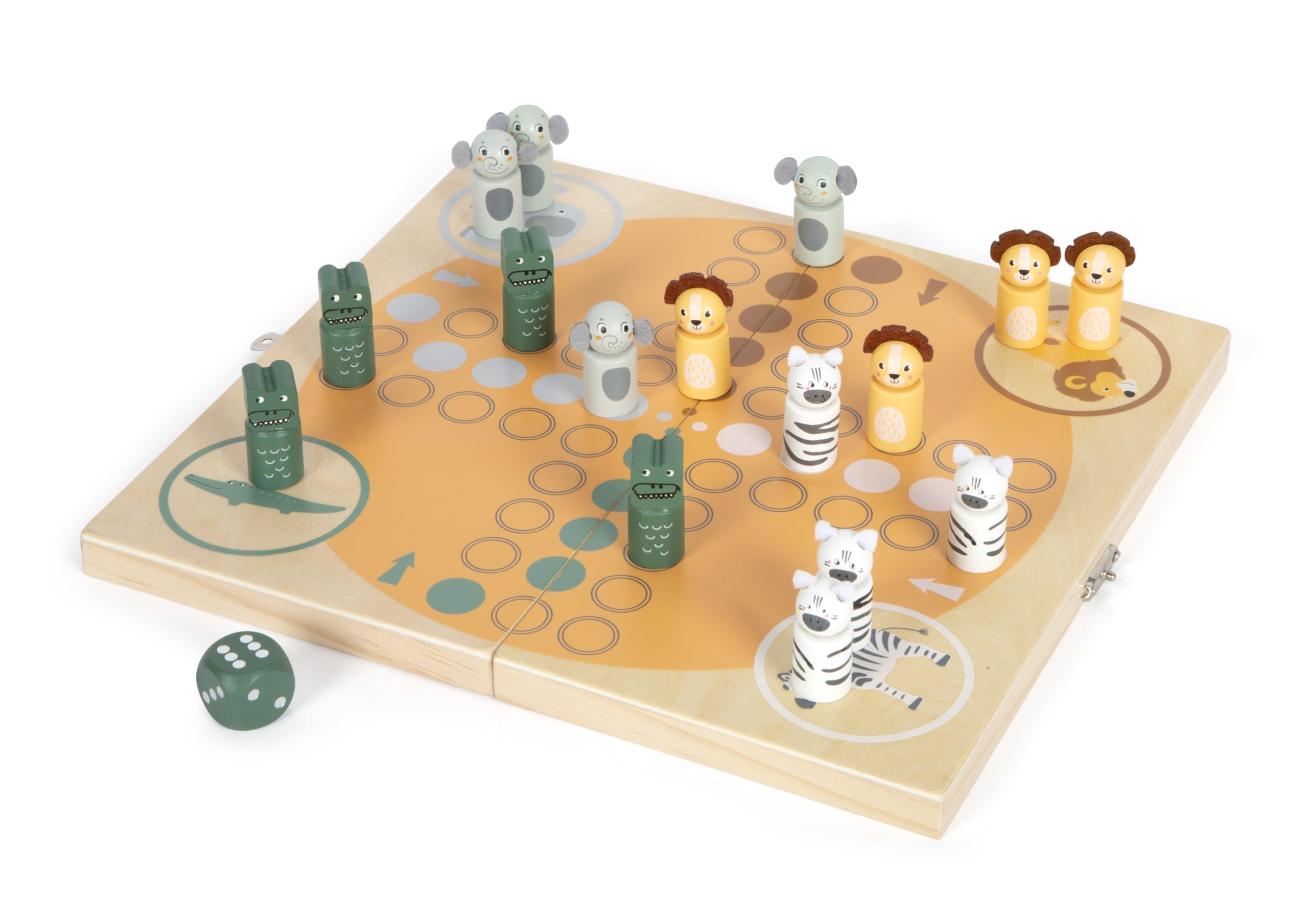 small foot Ludo "Safari", wood, travel game for 4 players, parlour game for kids aged 3+ years old, 12642
