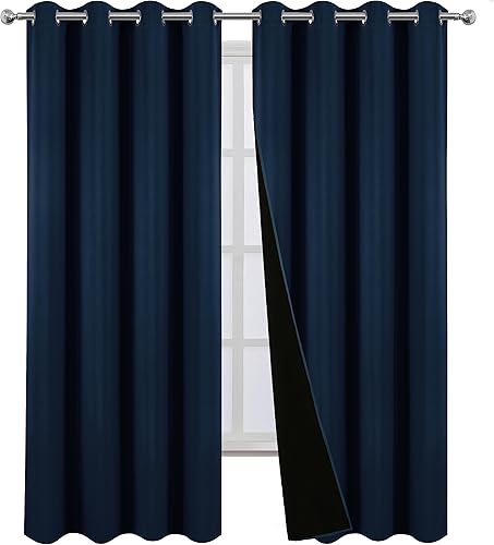 Miniatura 2 de LEMOMO Cortinas 100% opacas de 66 x 84 pulgadas, 2 paneles de oscurecimiento con aislamiento térmico para dormitorio
