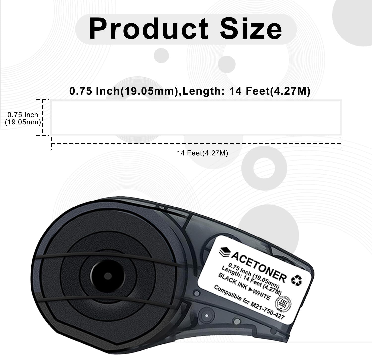 3 Pack Compatible M21-750-427 Self-Laminating Wire Wrap Label Tape, 0.75" W x 14' L (19.05 mm x 4.27 m), Vinyl Wire & Cable Lables for Control Panels/Electrical Panels, Black on White