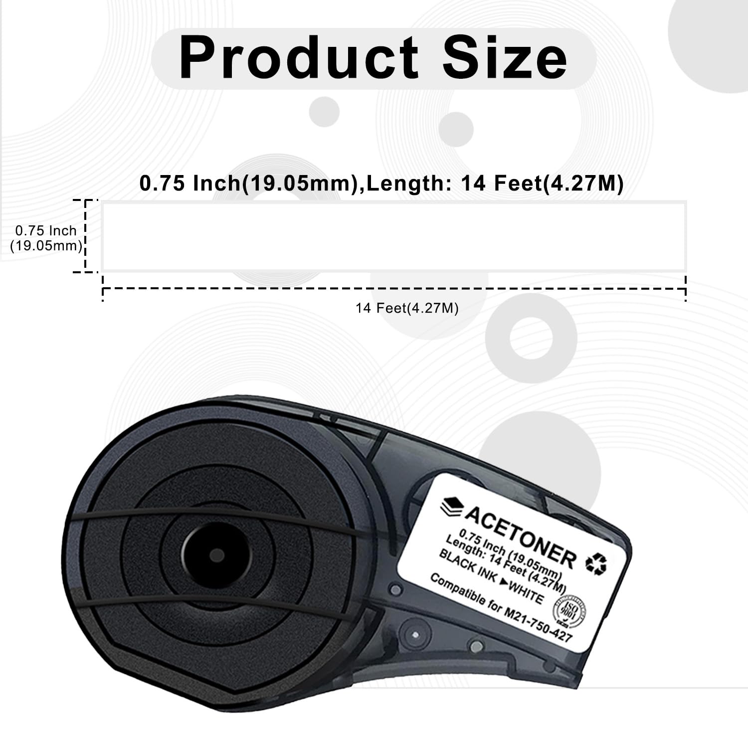 Confezione da 3 nastri adesivi autolaminanti compatibili M21-750-427, 19,05 mm x 4,27 m, filo in vinile e cavi per pannelli di controllo/quadri elettrici, nero su bianco
