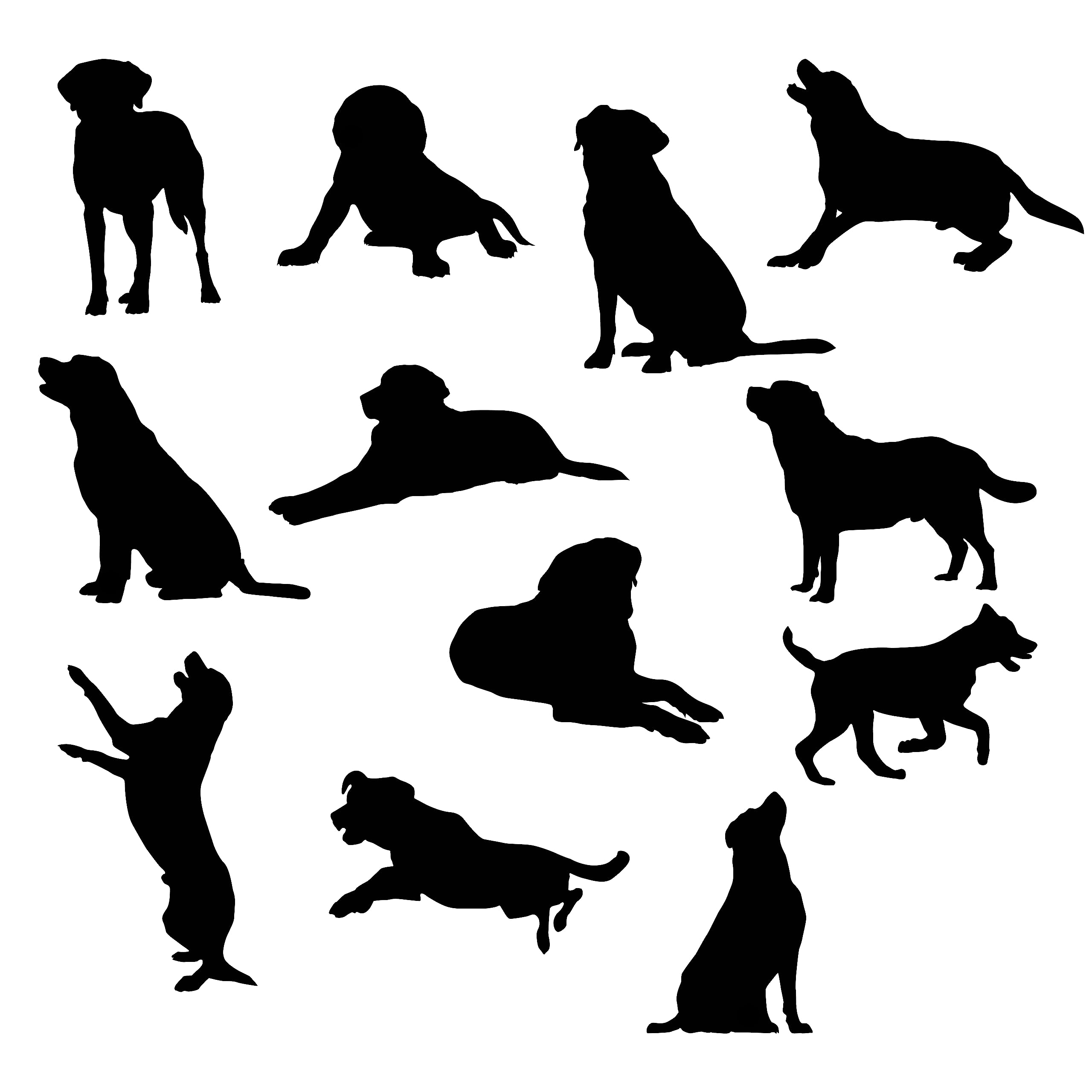 Hatcherabilia Black Pet Dog Labrador Silhouette 14 Cute Stickers Pack - Scrapbook Stickers - Car Bumper Sticker - Light Switch Sticker - Wall Decal - Lab Gifts - Kids Stickers (Medium, )