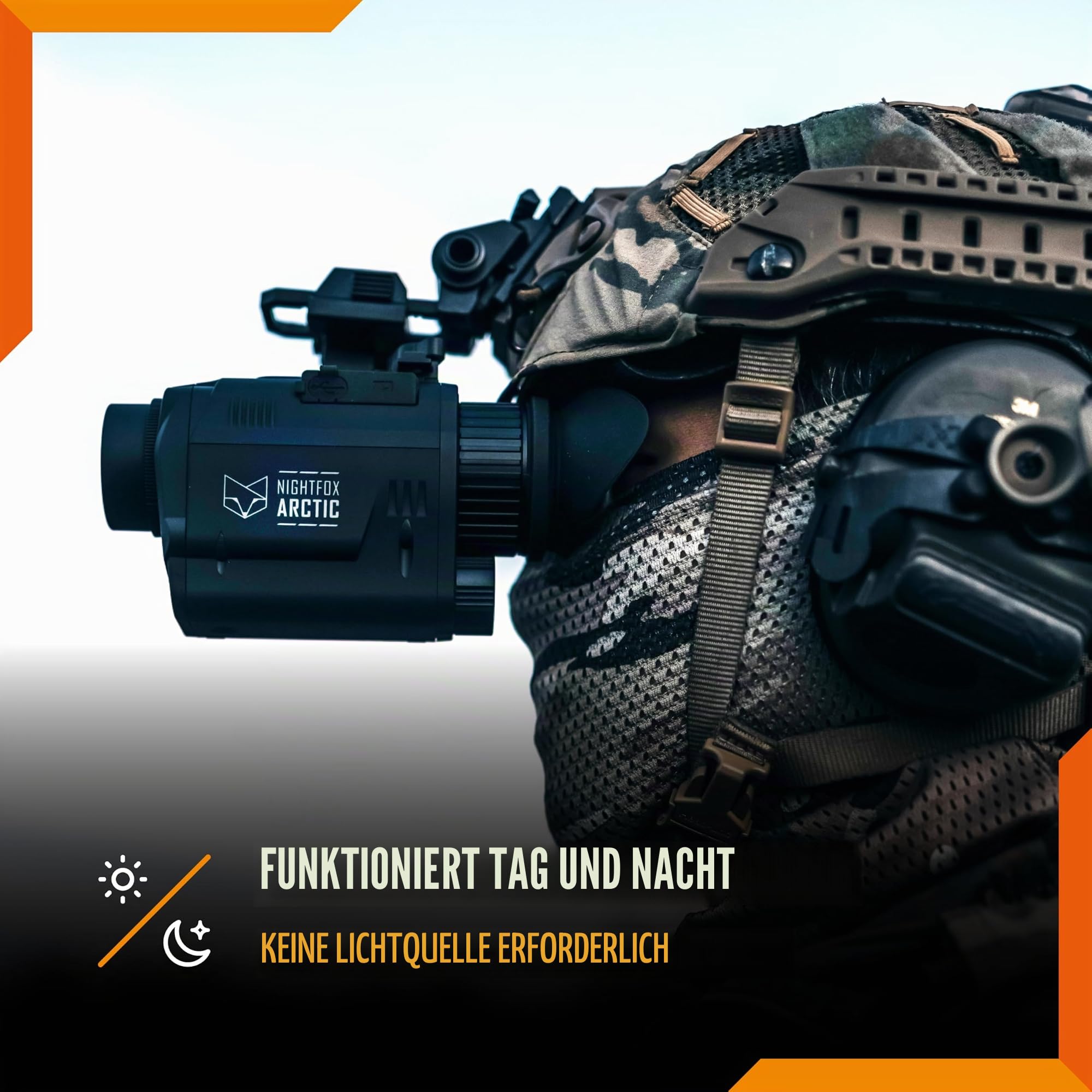 NIGHTFOX Arctic Thermo-Nachtsicht-Monokular, Kopf- oder Helmmontage, niedrige Latenz, 50 fps Thermokamera, IP65 wasserdicht, 24° FOV, 256 x 192 Auflösung