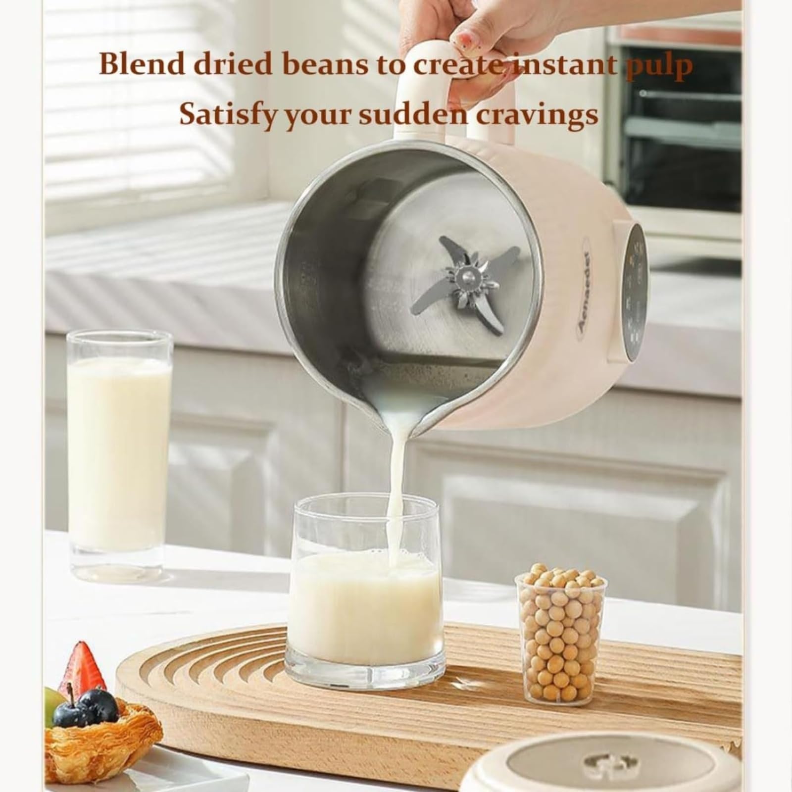 Nussmilch-Maschine 1600 ml 8-in-1 Multifunktions-Automatischer Sojamilchbereiter mit Startverzögerung und Warmhalten