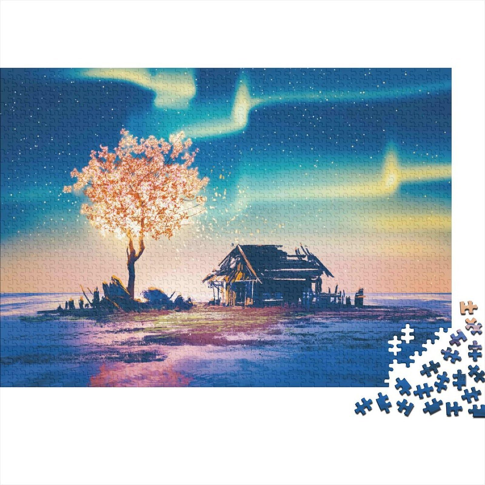 Aurora Night Tree Puzzles 1000 Piece Challenge Game for Adults, Impossible Jigsaw Puzzles 1000 Piece Educational Games for Adults Or Families 38x26cm/1000pcs — image 1