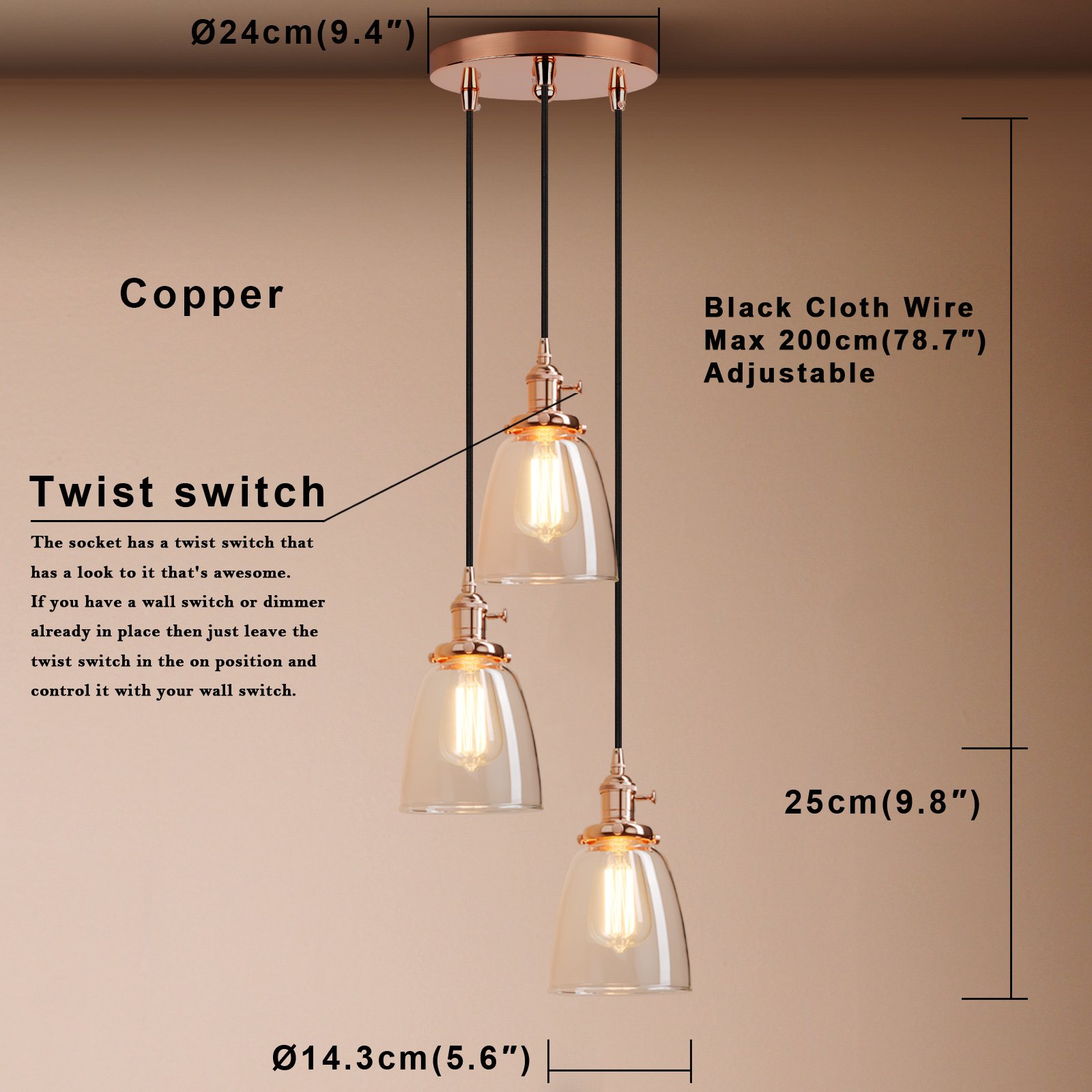 Industrial Vintage Triple Wiselant retro spłukiwana sufit Light 3 światła wiszące światło Liście żyrandol na strych bar do jadalni sypialnia