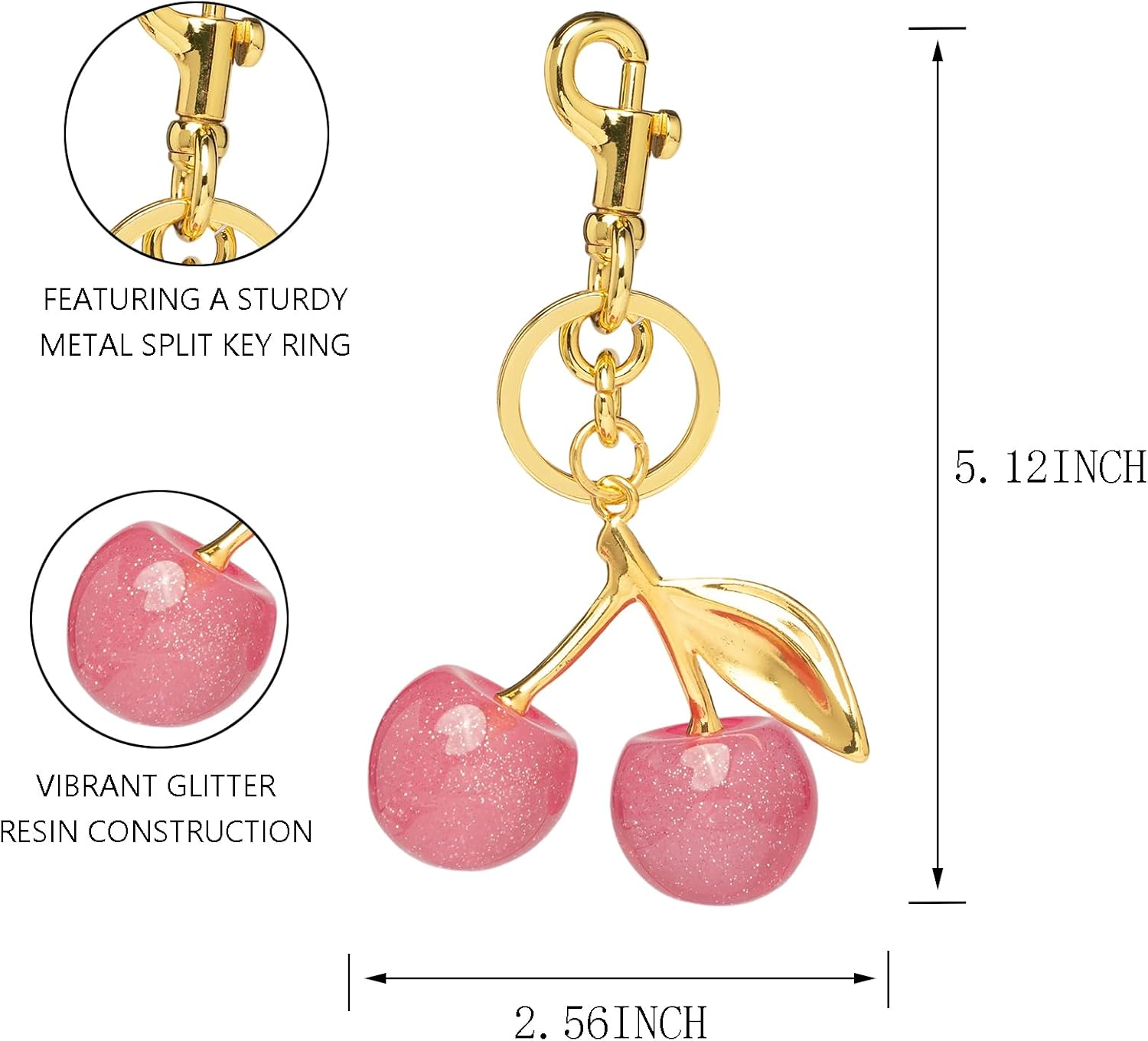 Poitvd Cherry Keychains Bag Charms Purse for Women, Car Key Chains Women Cute Gifts for Birthday Mothers Christmas Valentine image 2