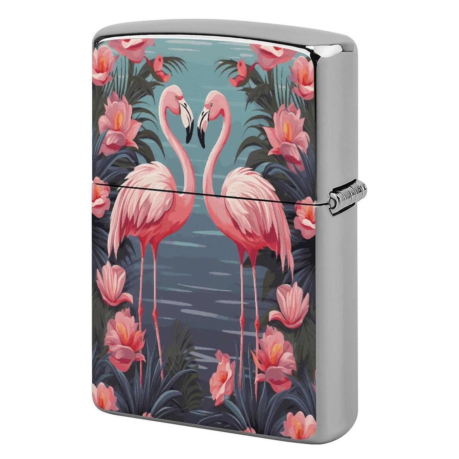 Fodpand Style Flock Of Tropical Flamingos Metal Lighter Case Cover Lighter Sleeve