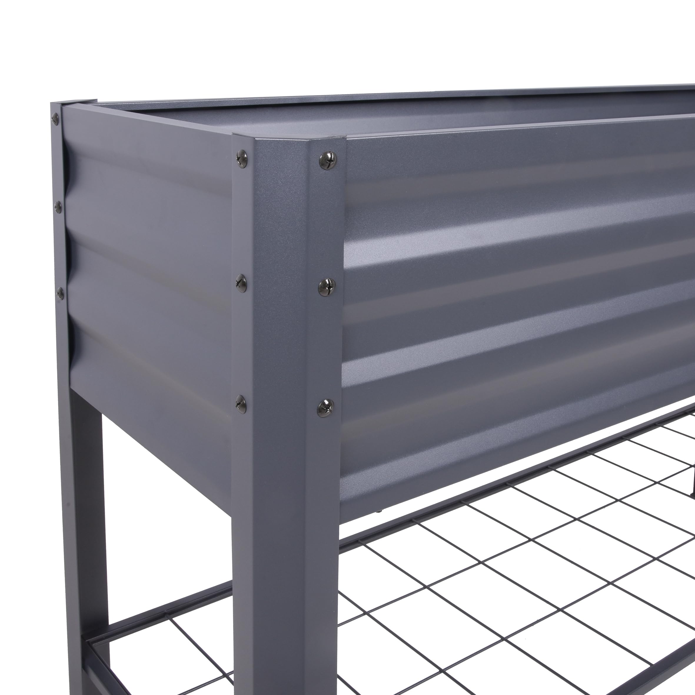 Metall Hochbeet anthrazit inklusive Pflanzenvlies - 114 x 41 cm - Anzucht Frühbeet freistehend mit Gitterablage - Garten Pflanzkasten Gemüsebeet Kräuterbeet Anzuchthilfe mit Vlies