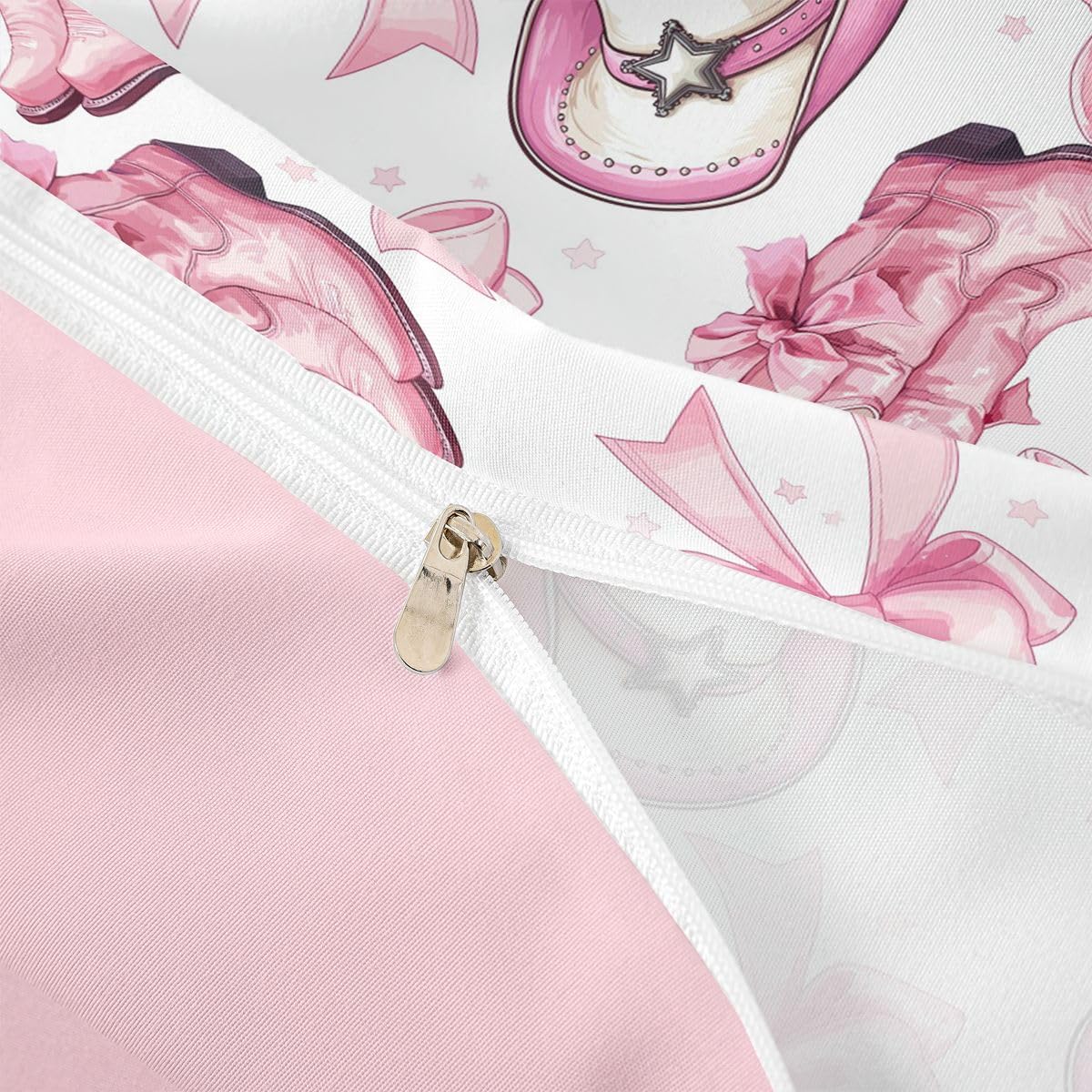 Homewish Kokarda różowa zachodnia kowbojki super king zestaw poszewek na kołdrę gwiaździsta kawaii kokardka pościel uroczy kapelusz buty poszewka na kołdrę uroczy kapelusz buty ciepłe miękkie zestawy