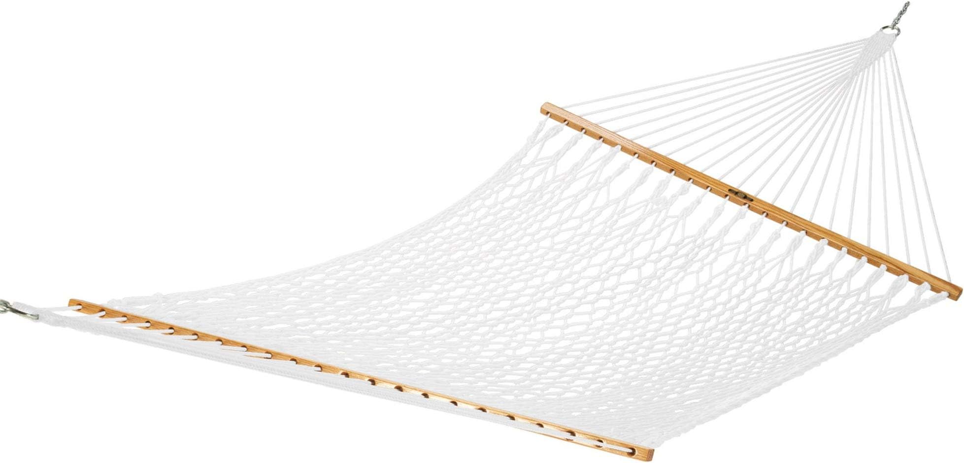 Original Pawleys Island 14OP Deluxe Original Polyester Rope Hammock with Free Extension Chains & Tree Hooks, Handcrafted in The USA, Accommodates 2 People, 450 LB Weight Capacity, 13 ft. x 60 in.