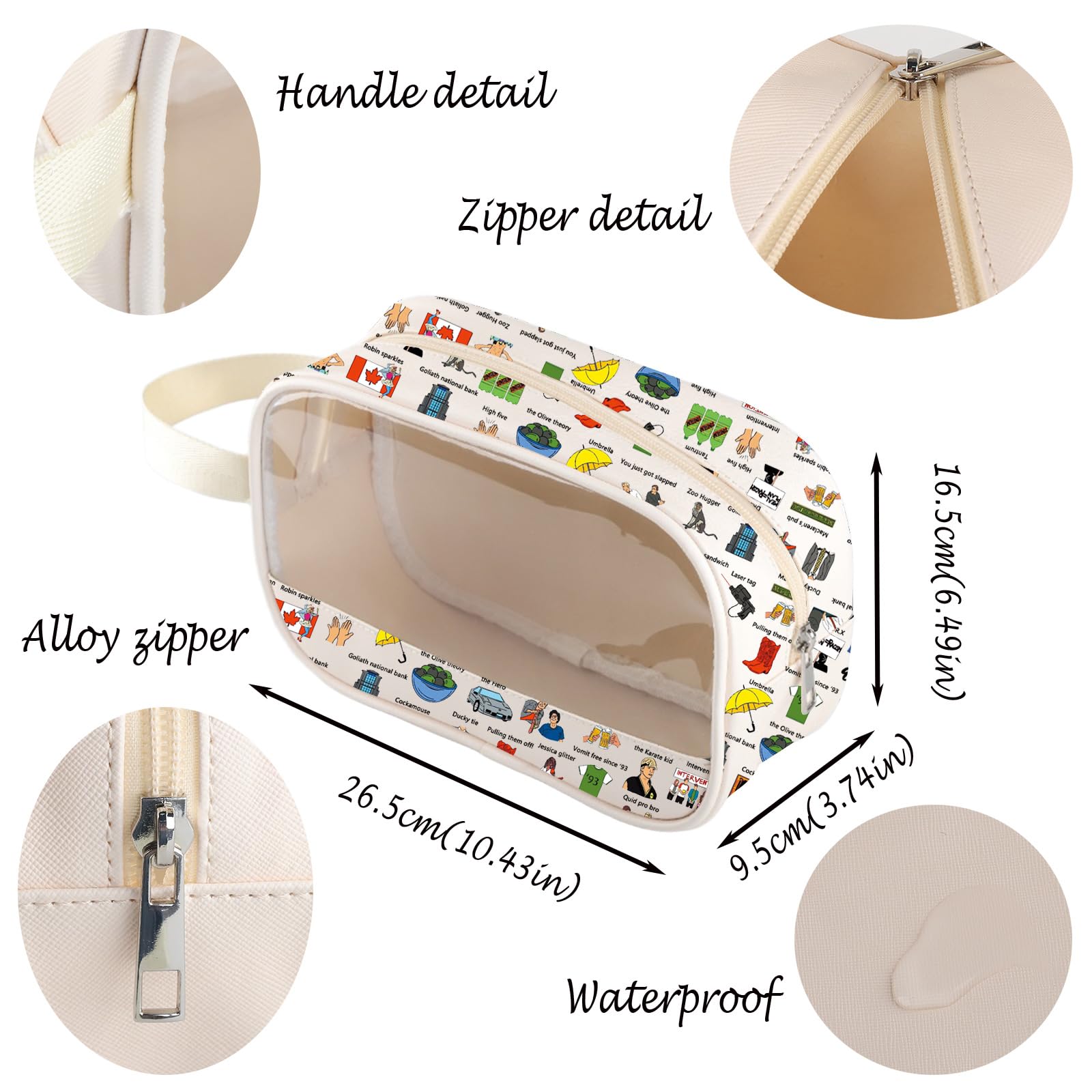HIMYM TV Show Inspired Gift Ted Mosby Lover Gift HIMYM Clear Makeup Zipper Pouch (HowIMBag) - Image 2