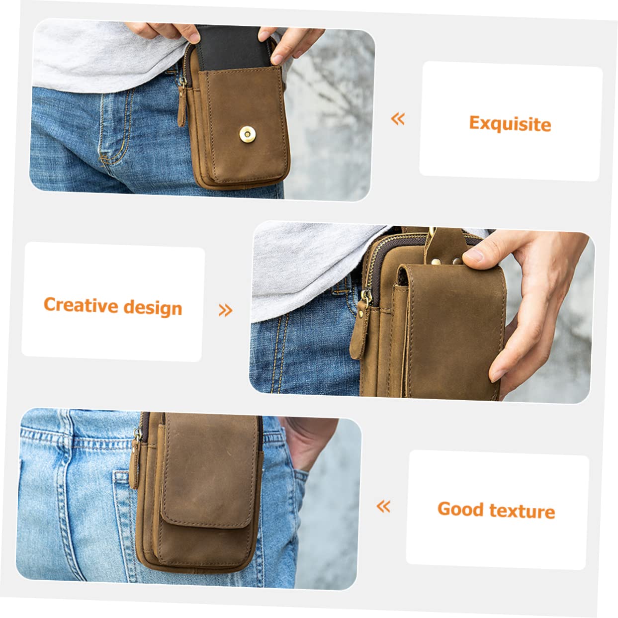 Pochette de Ceinture pour Téléphone Portable Grosse en PU, Holster